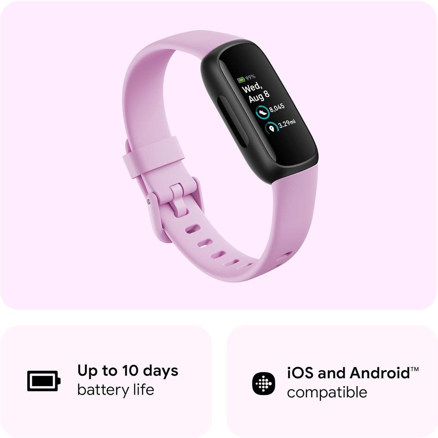 Black - Fitbit - Inspire 3 Black/ Lilac Bliss - 2