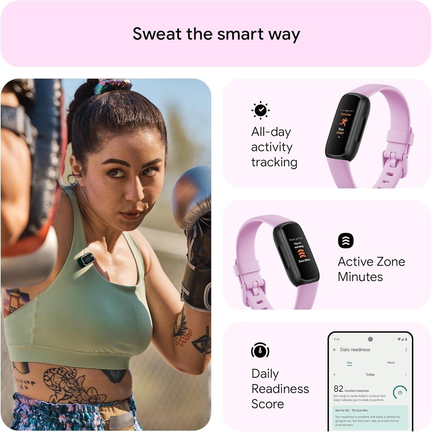 Black - Fitbit - Inspire 3 Black/ Lilac Bliss - 3