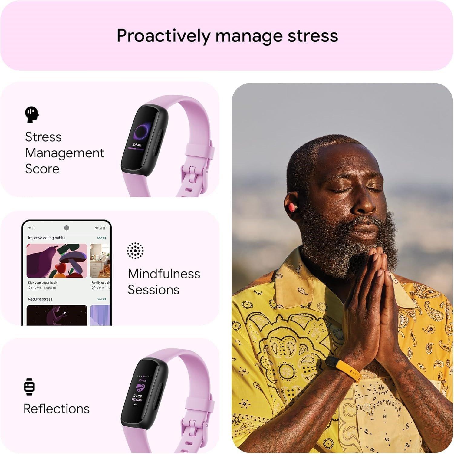 Black - Fitbit - Inspire 3 Black/ Lilac Bliss - 4