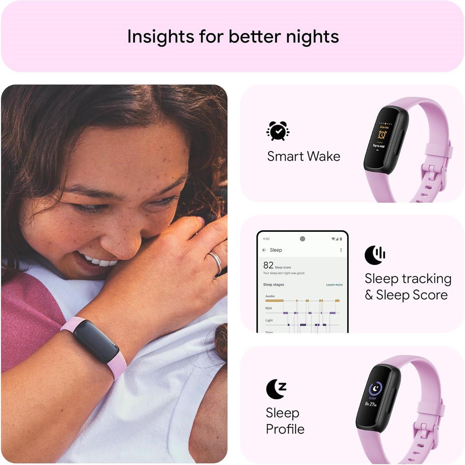 Black - Fitbit - Inspire 3 Black/ Lilac Bliss - 5