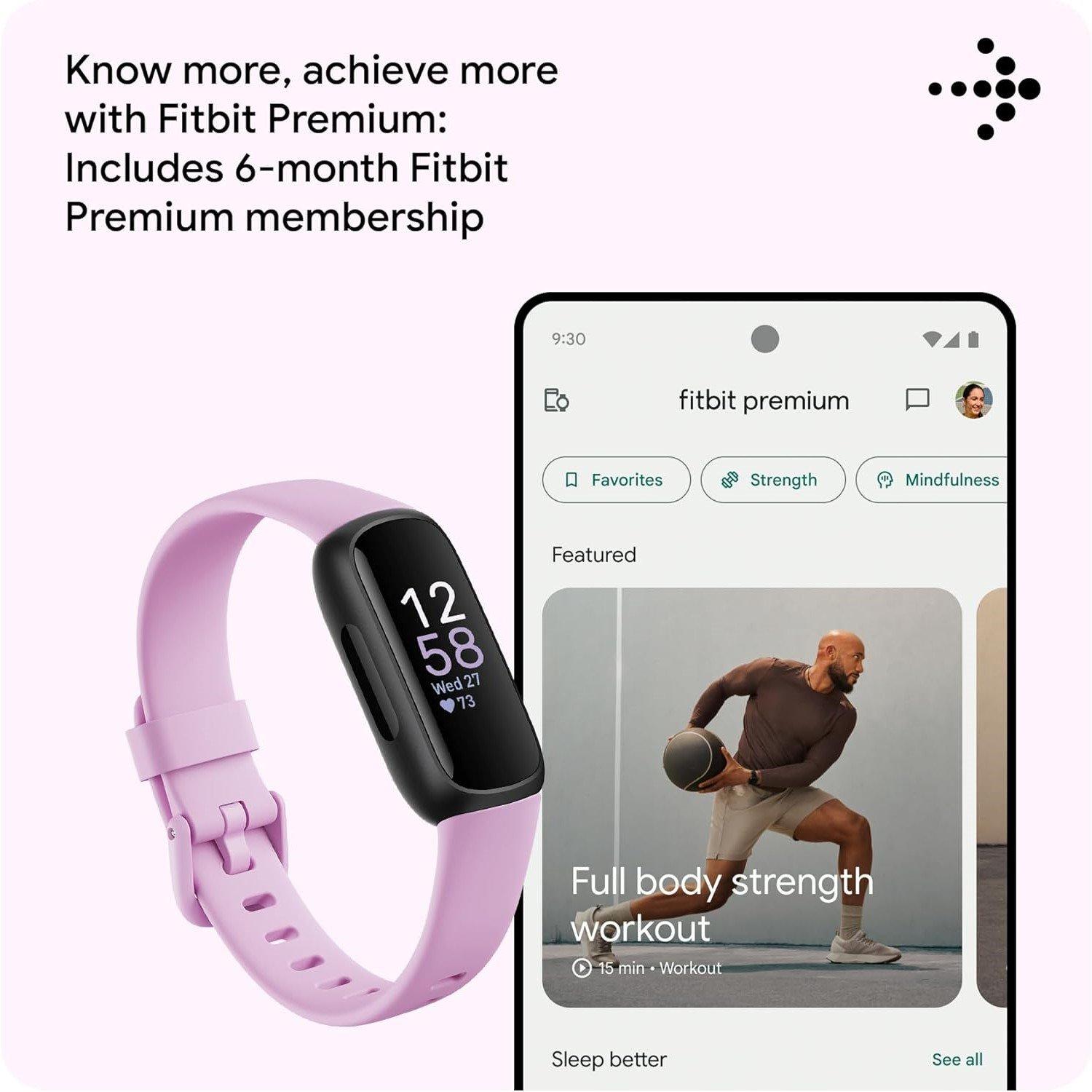 Black - Fitbit - Inspire 3 Black/ Lilac Bliss - 8