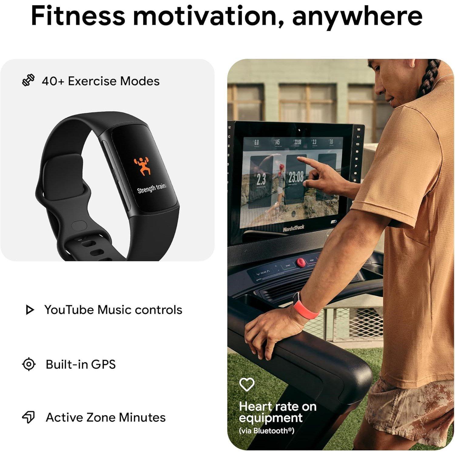 Black - Fitbit - 6 Fitness Obsidian Black Tracker with Heart Rate GPS Premium Membership and Health Tools - 3