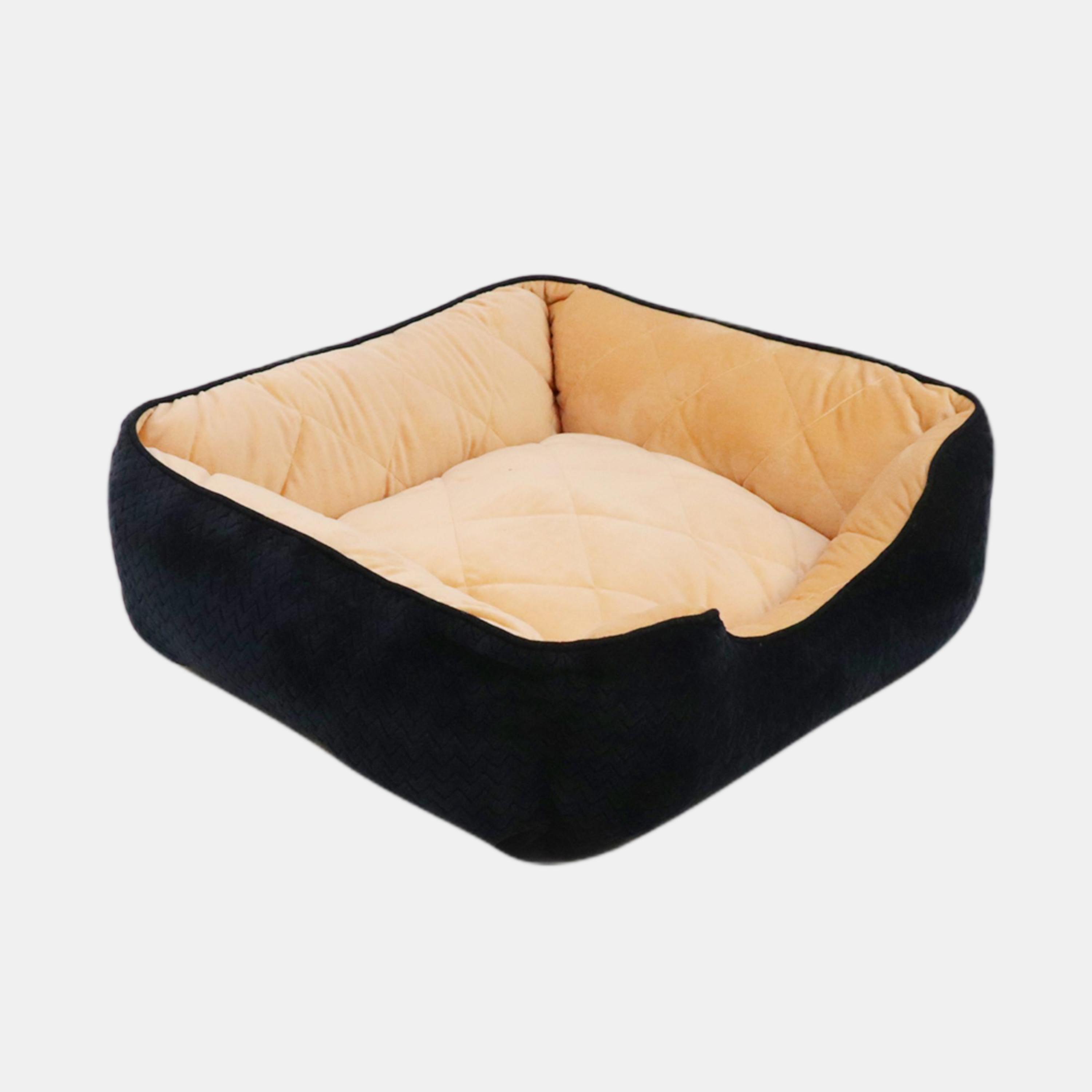 Black/Ecru - Waggy Tails - Large Square Pet Bed - 1