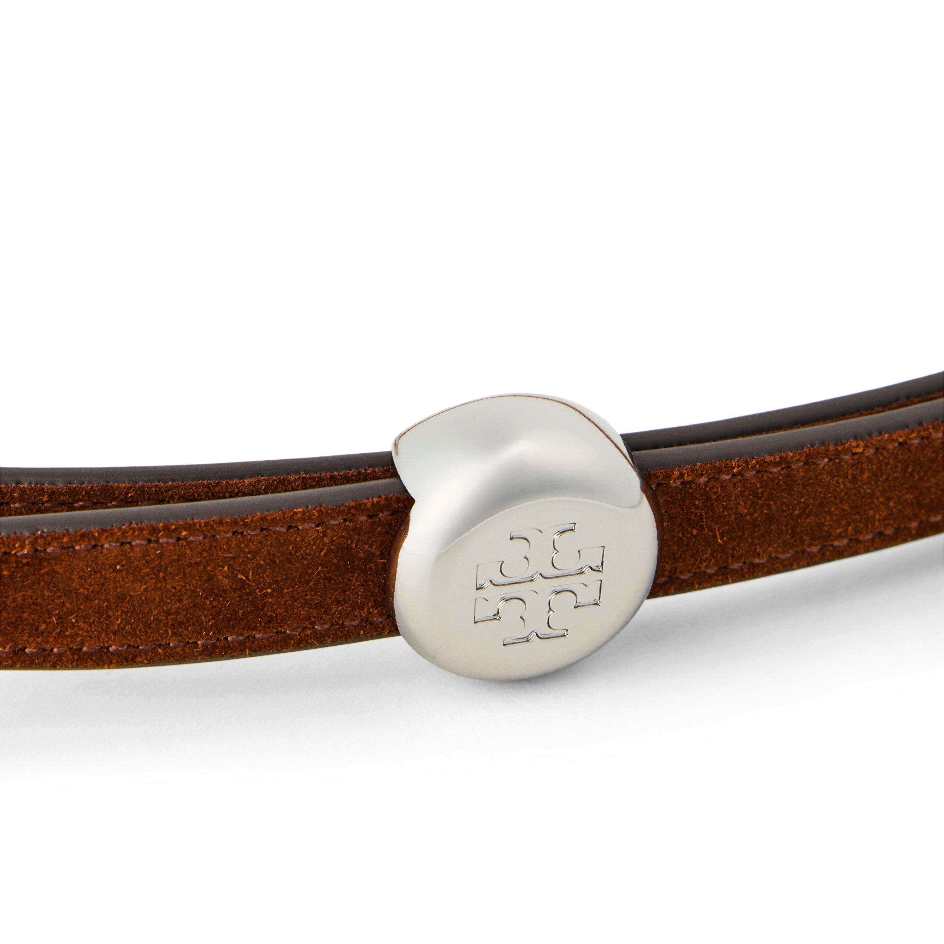 CARAMEL - Tory Burch - Women's Romy Reversible Suede Leather Belt - 3