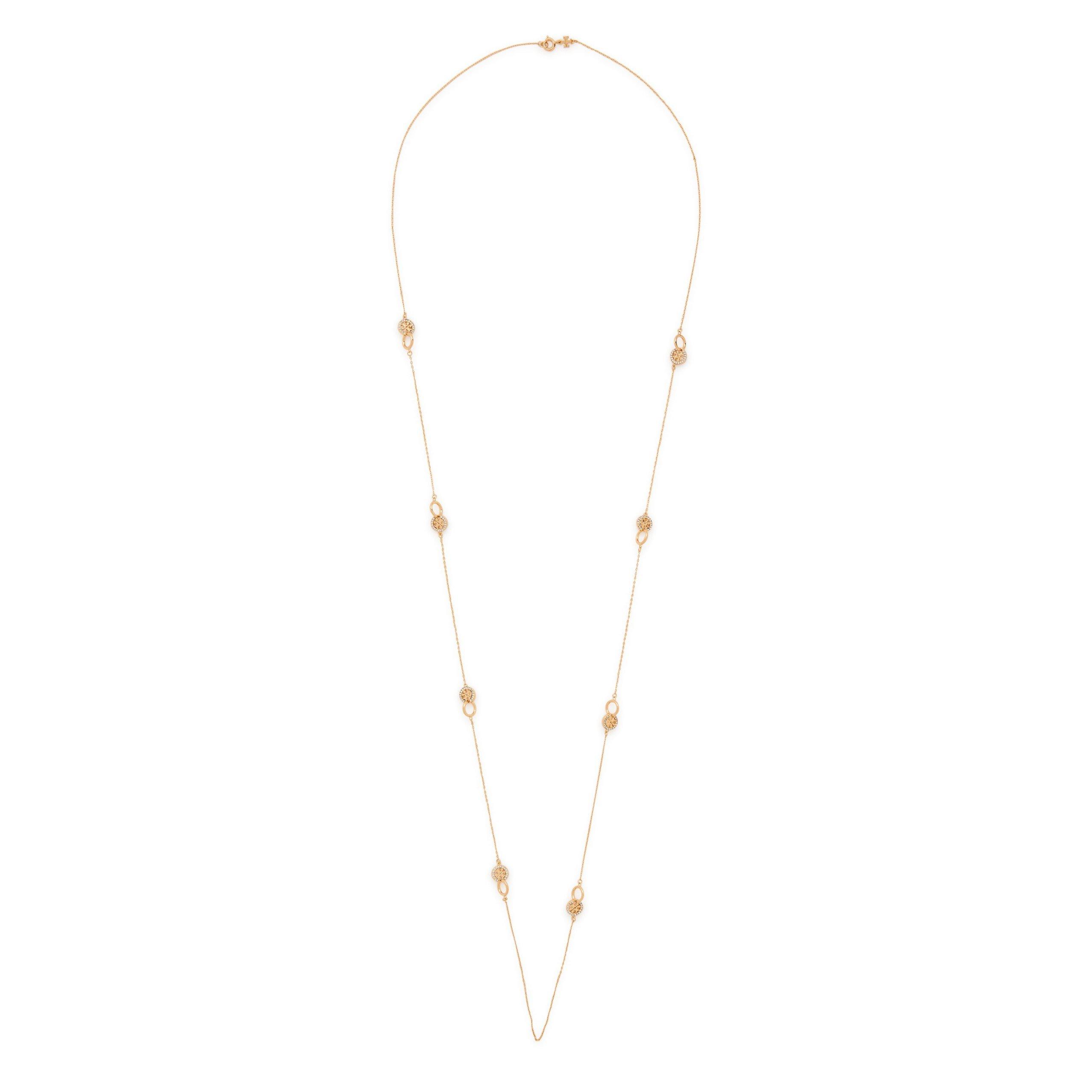 GOLD - Tory Burch - Long Icon Pavé Interlocking Ne - 1