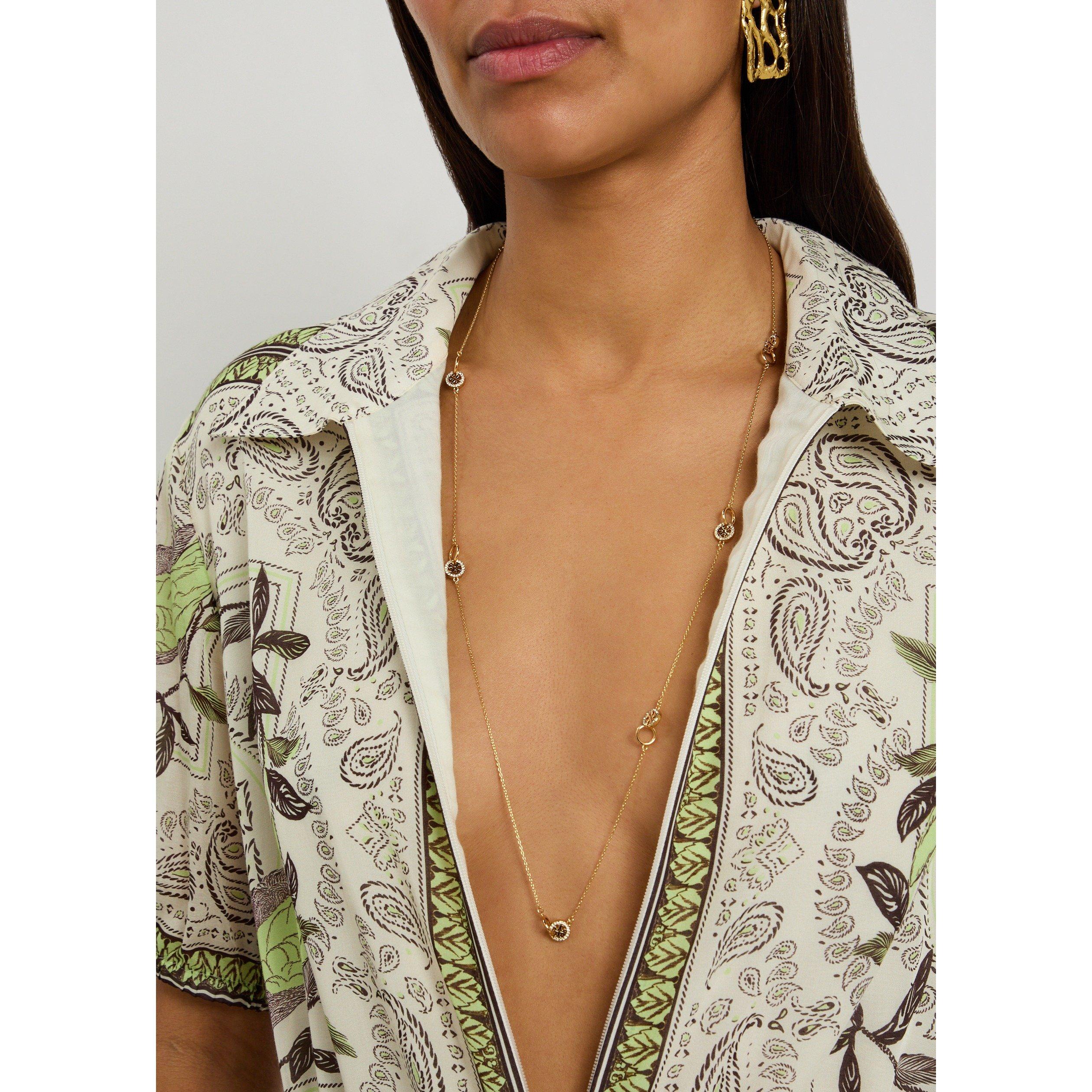 GOLD - Tory Burch - Long Icon Pavé Interlocking Ne - 3
