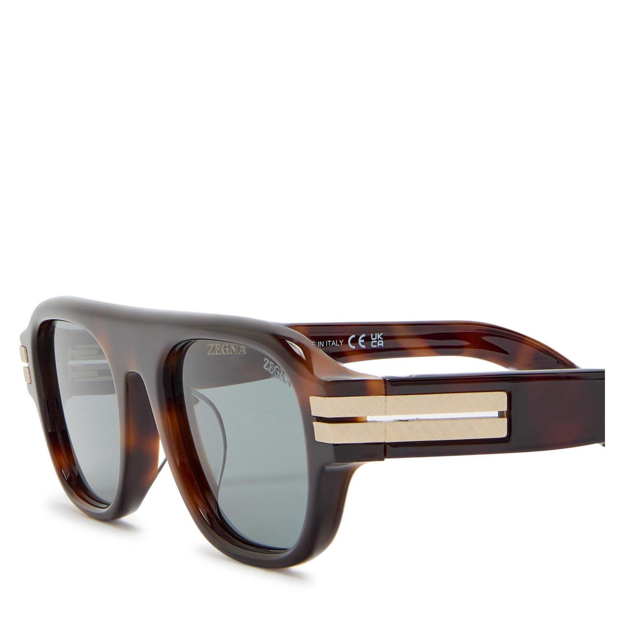 BROWN HAVANA - Zegna - Men's Acetate Aviator Sunglasses - 2