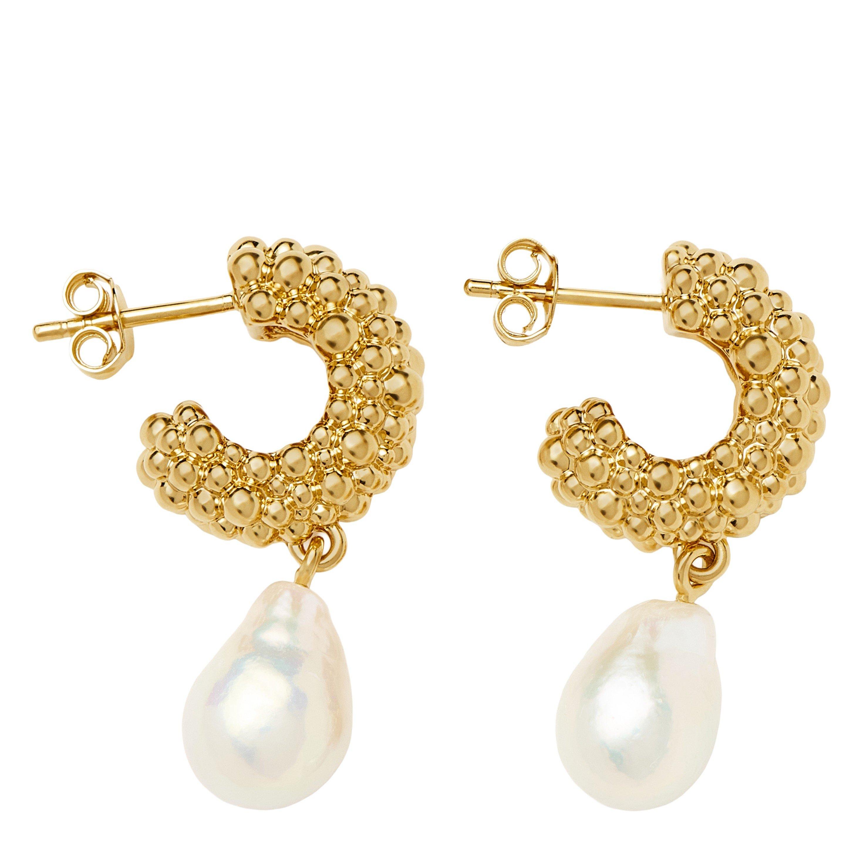 GOLD - Missoma - PEARL BAYA SMALL HOOP DROP EAR