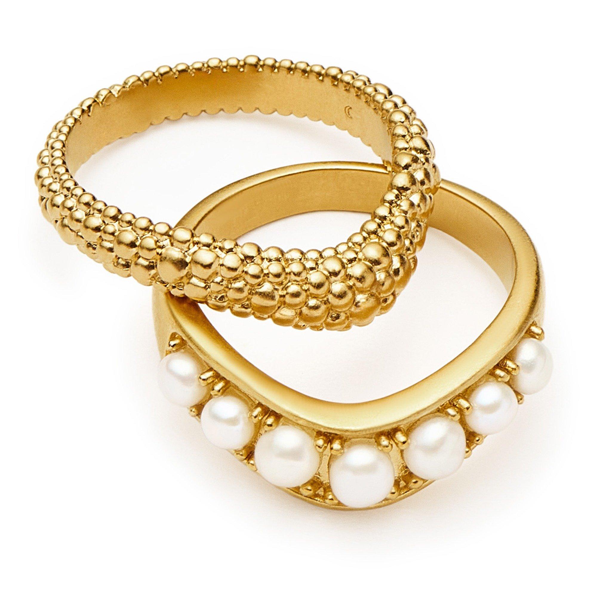 GOLD - Missoma - PEARL BAYA STACKING RING SET - 2