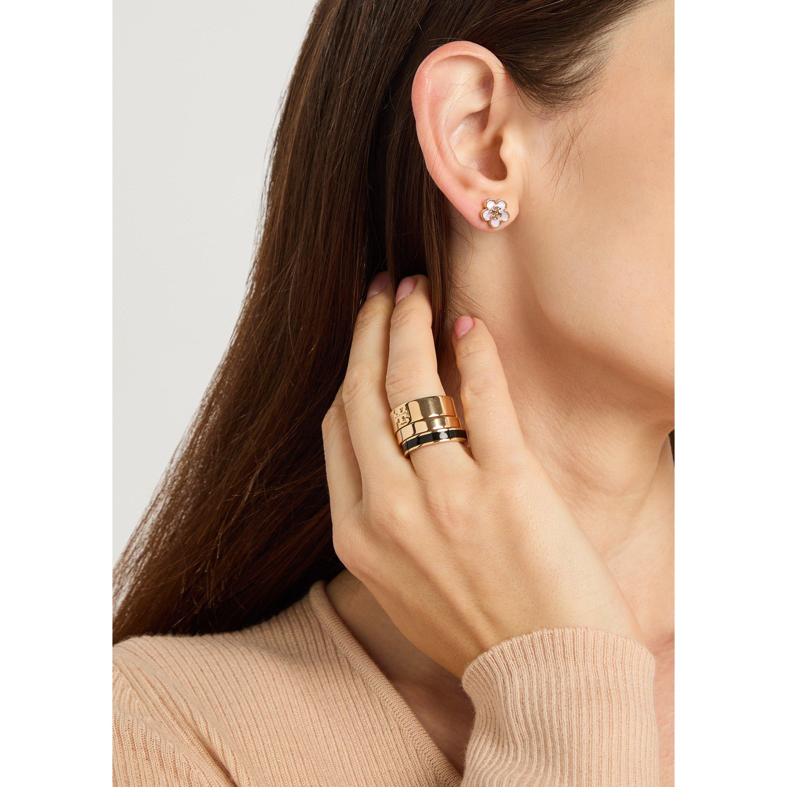 GOLD - Tory Burch - Women's Icon Enamel Stack Ring - 3