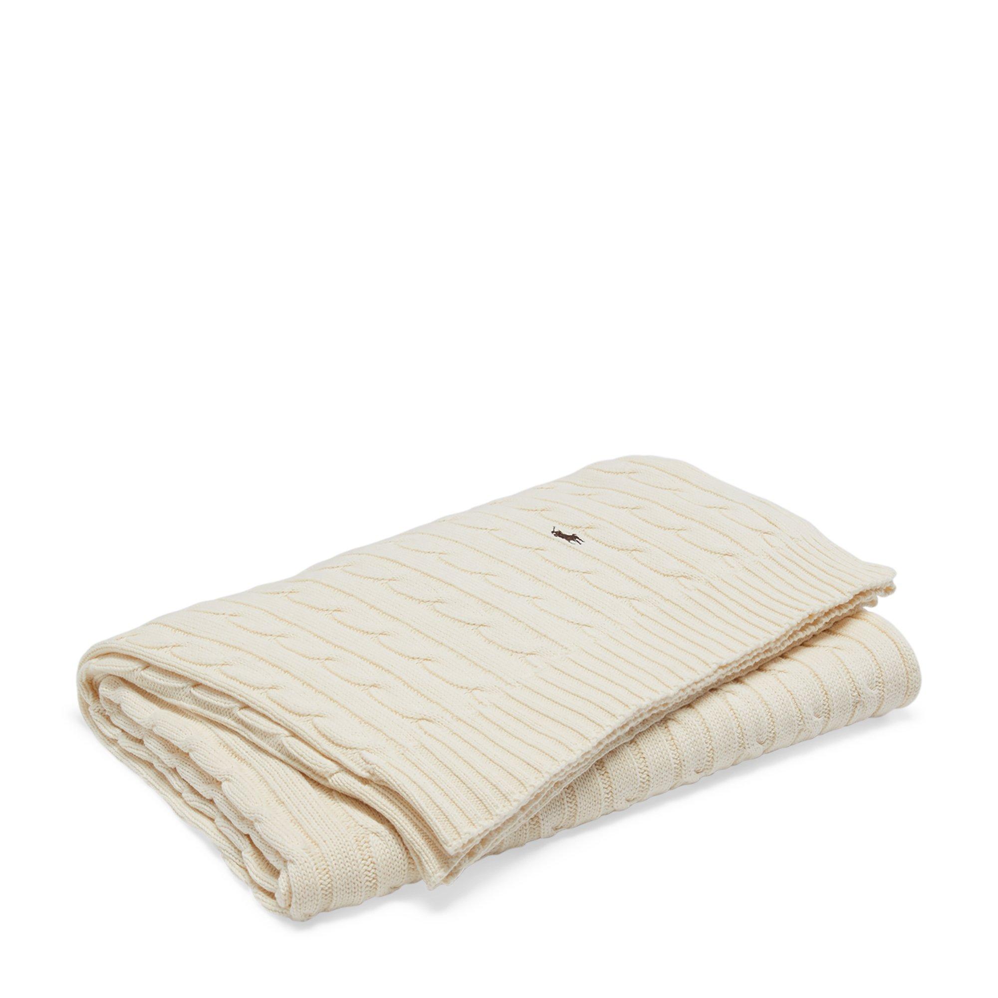Ralph Lauren Home RL Cable Knit Throw - Off White - Size 130x180cm