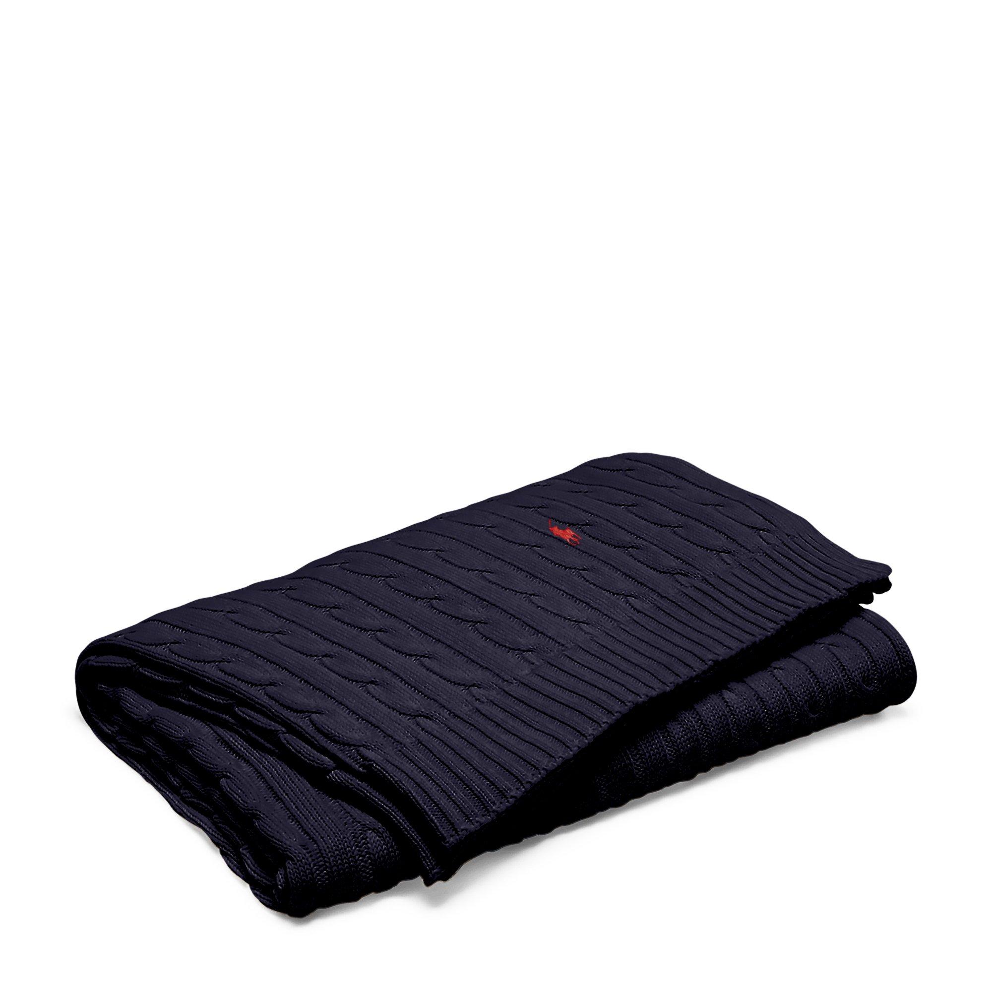Ralph Lauren Home RL Cable Knit Throw - Navy - Size 130x180cm