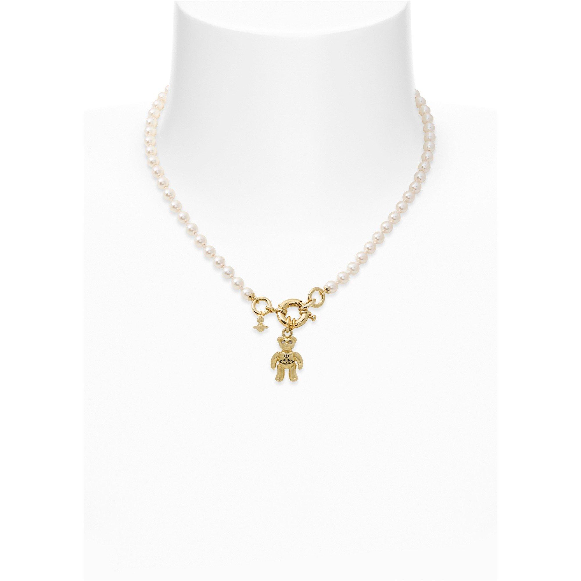 GOLD - Vivienne Westwood - Women's Ruby Pearl Pendant Necklace - 2