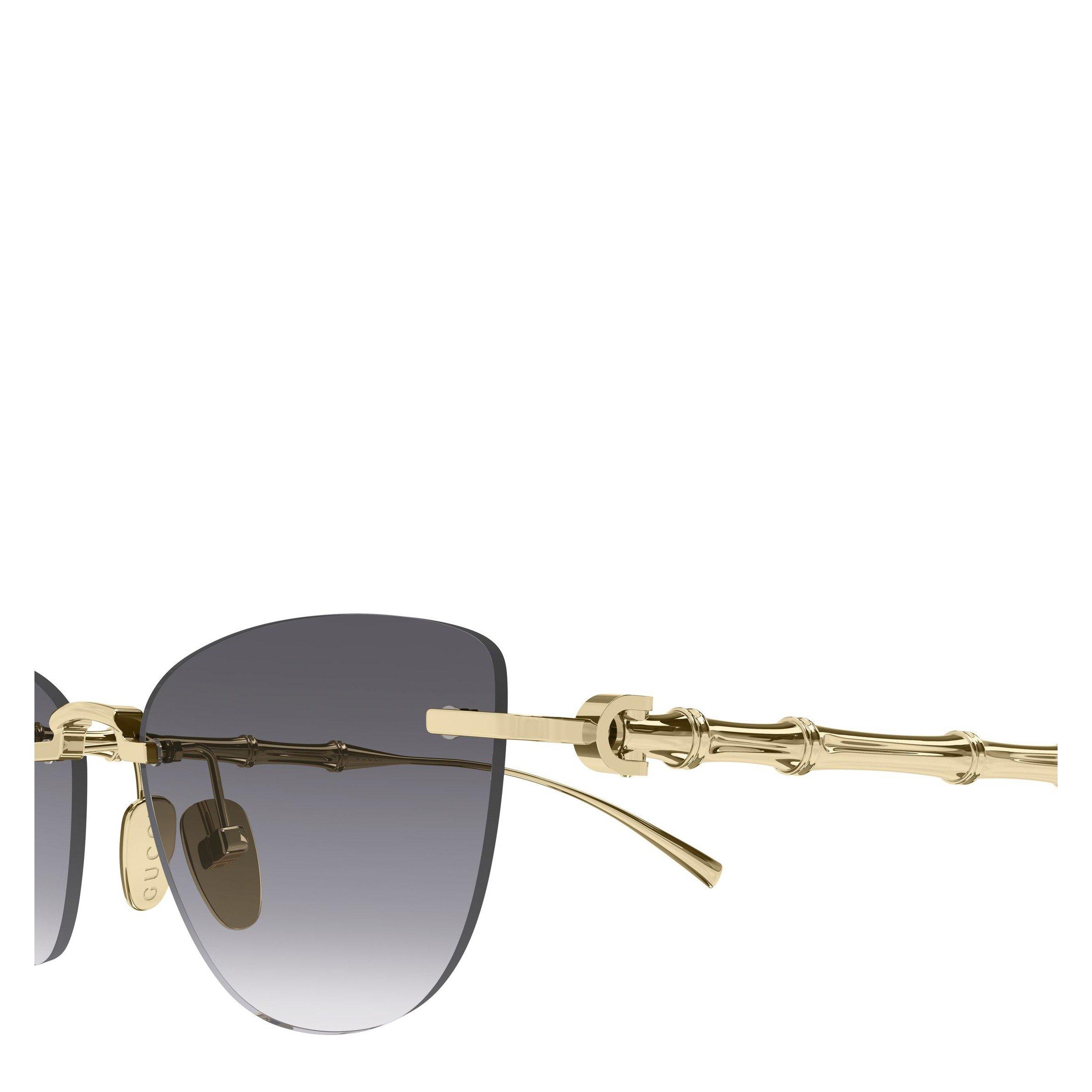GREY - Gucci - Women's Metal Rimless Cat-Eye Sunglasses - 3