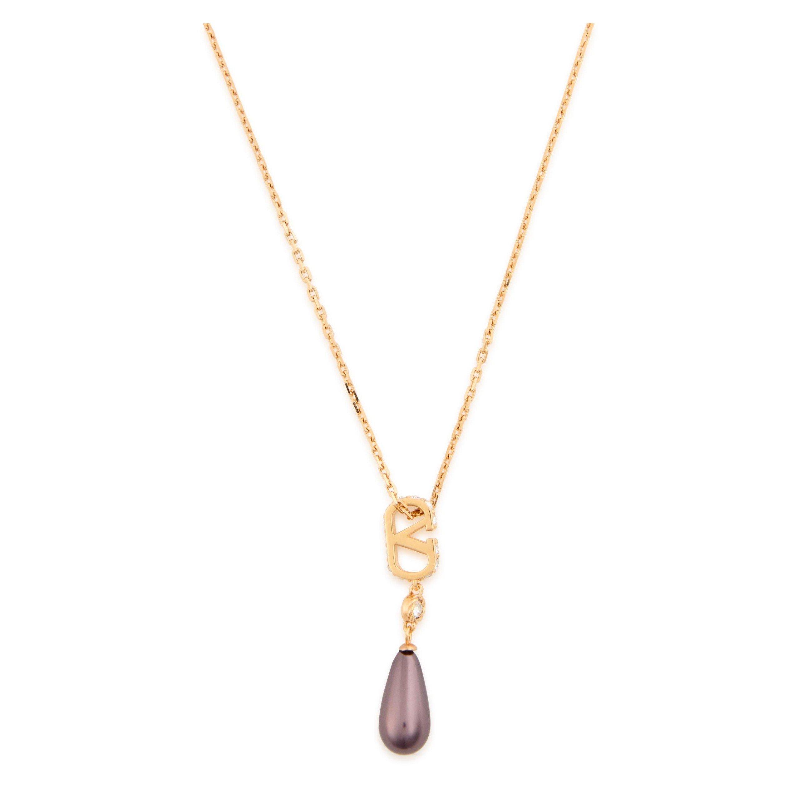 GOLD - Valentino - NECKLACE VLOGO SIGNATURE STRAS