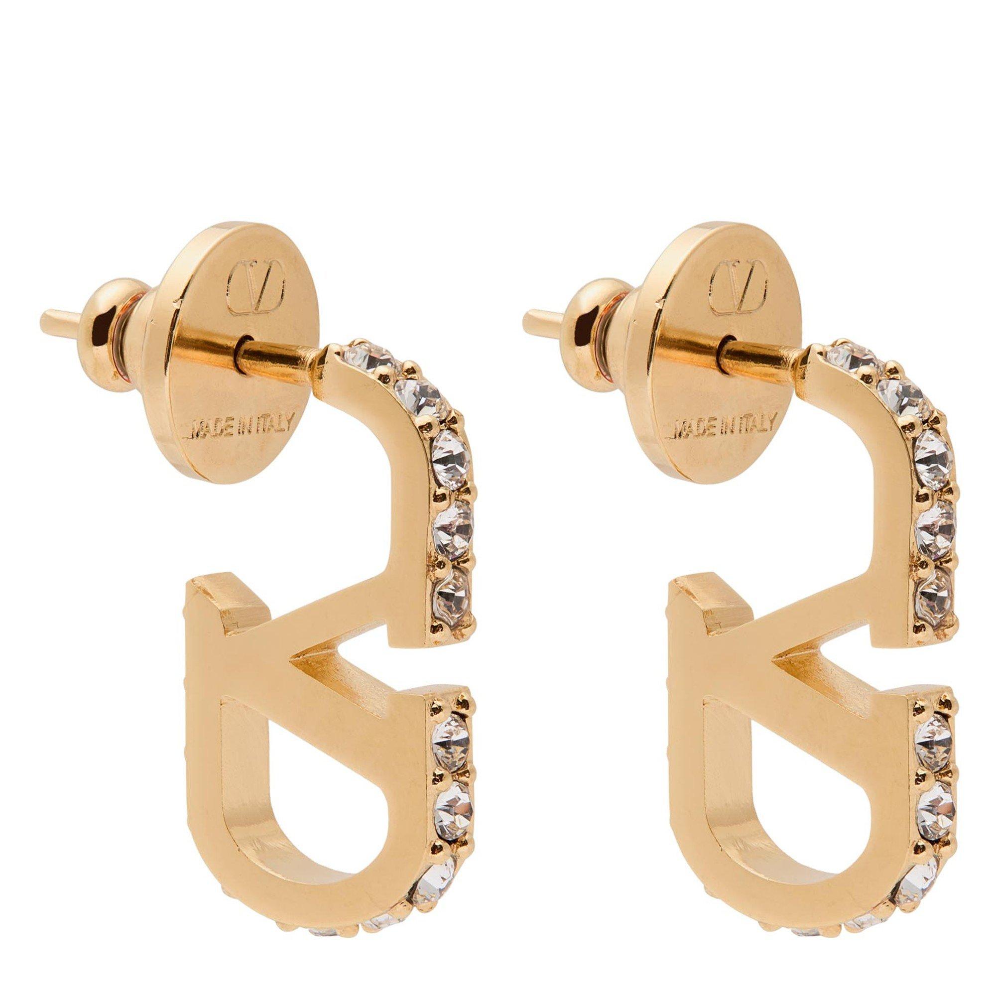 GOLD - Valentino - EARRINGS VLOGO SIGNATURE STRAS