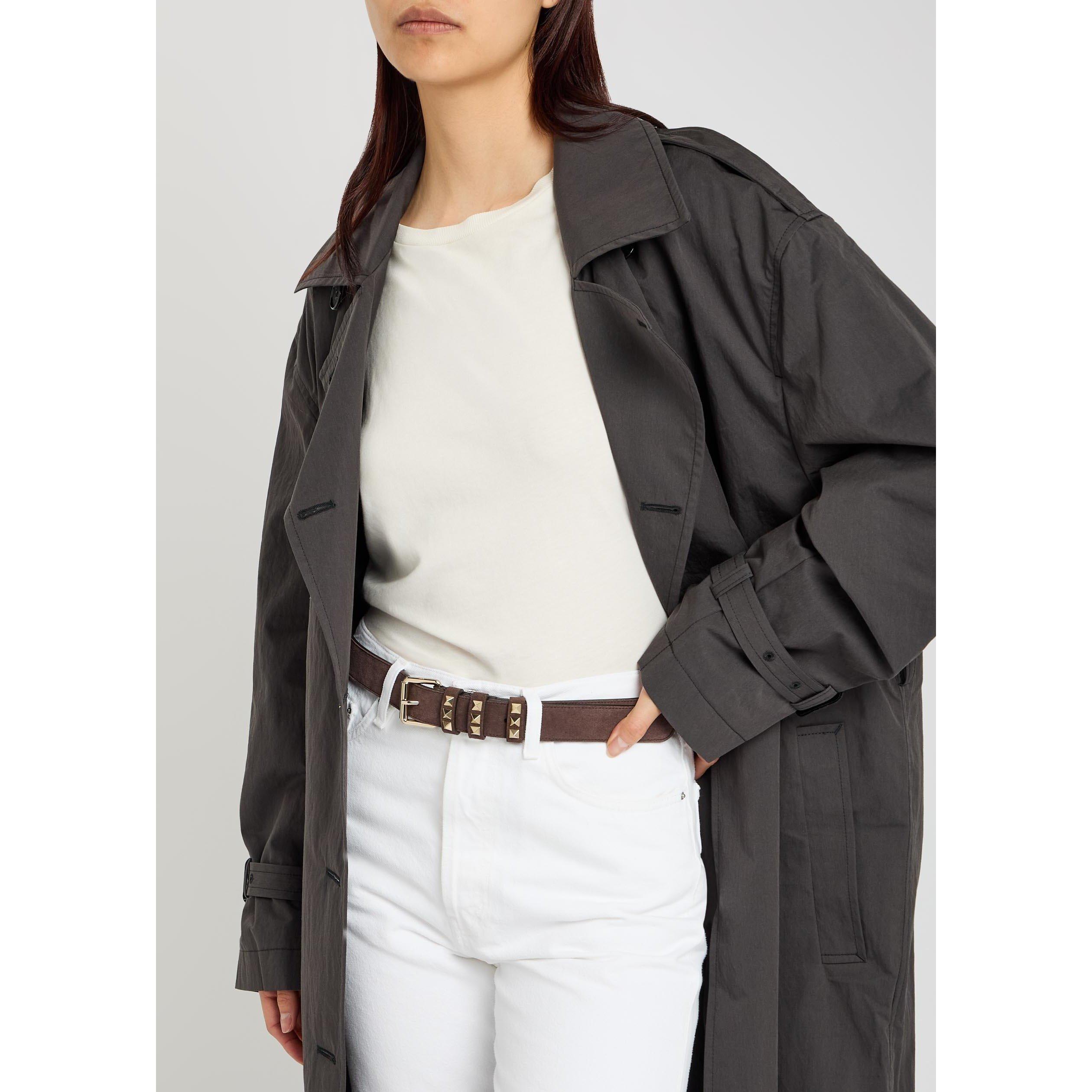 BROWN - Valentino - Women's Rockstud Suede Belt - 3