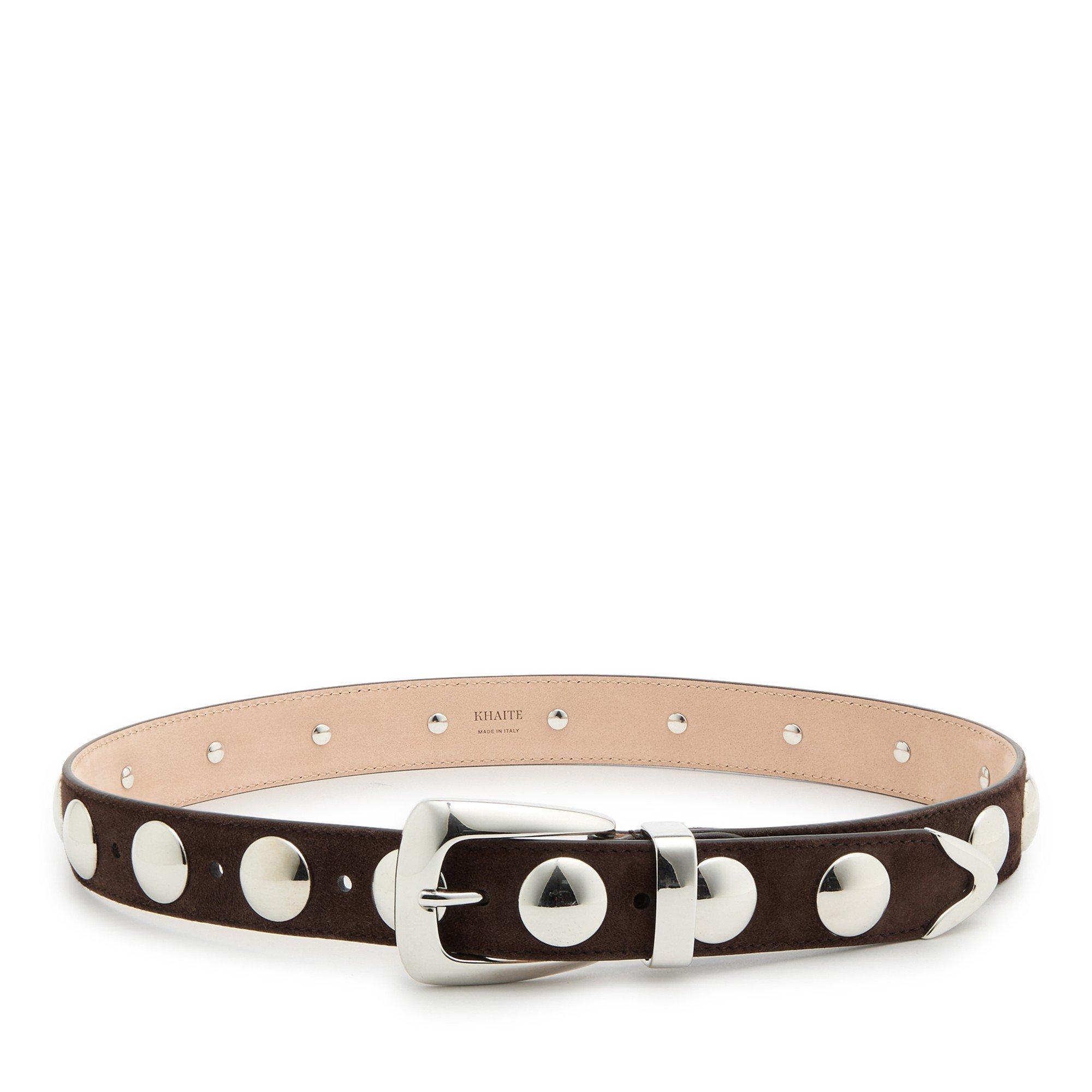 DARK BROWN - Khaite - BENNY BELT WITH STUDS - SILVER