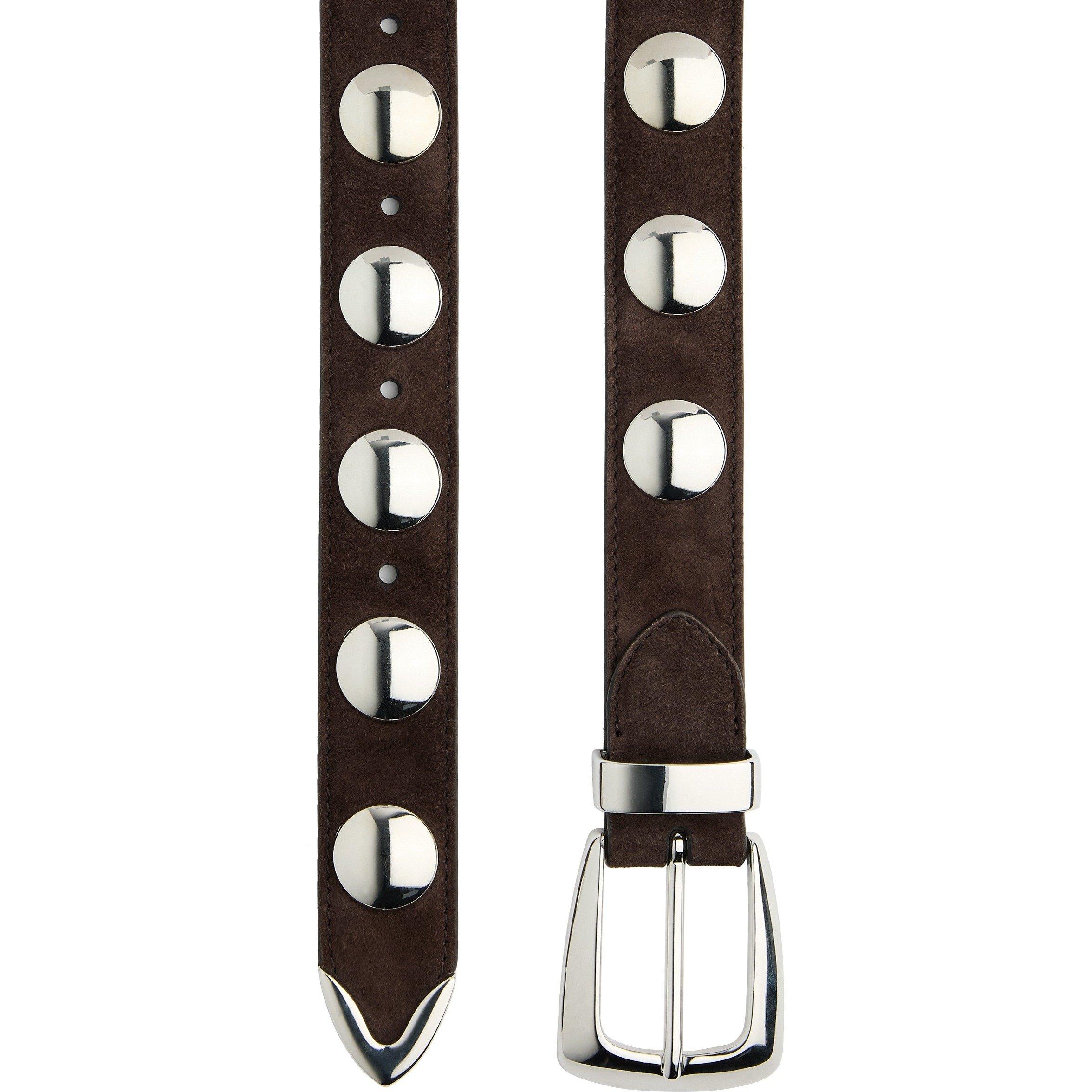 DARK BROWN - Khaite - BENNY BELT WITH STUDS - SILVER - 2