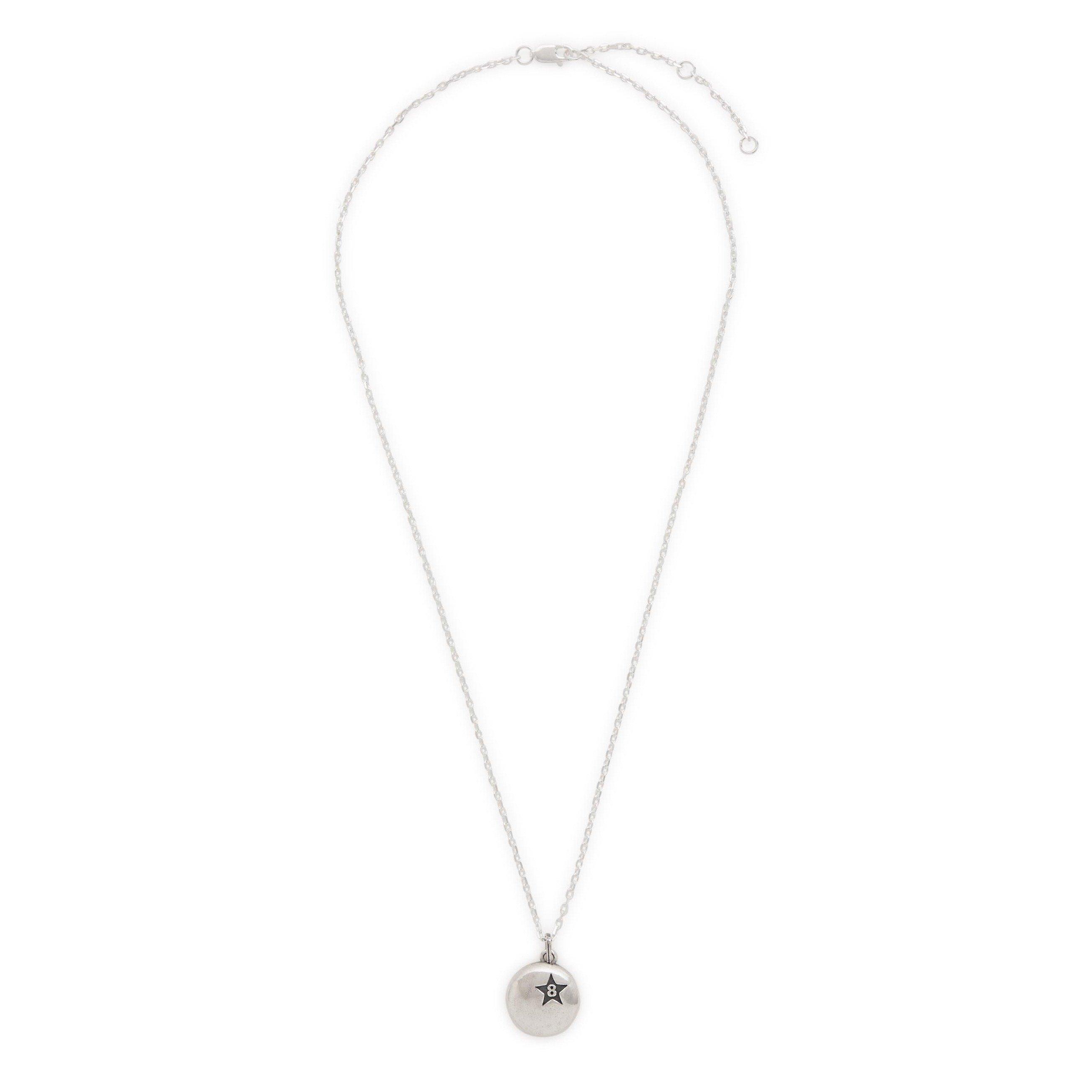 SILVER - TWOJEYS - Men's 8 Ball Silver Pendant Necklace - 2