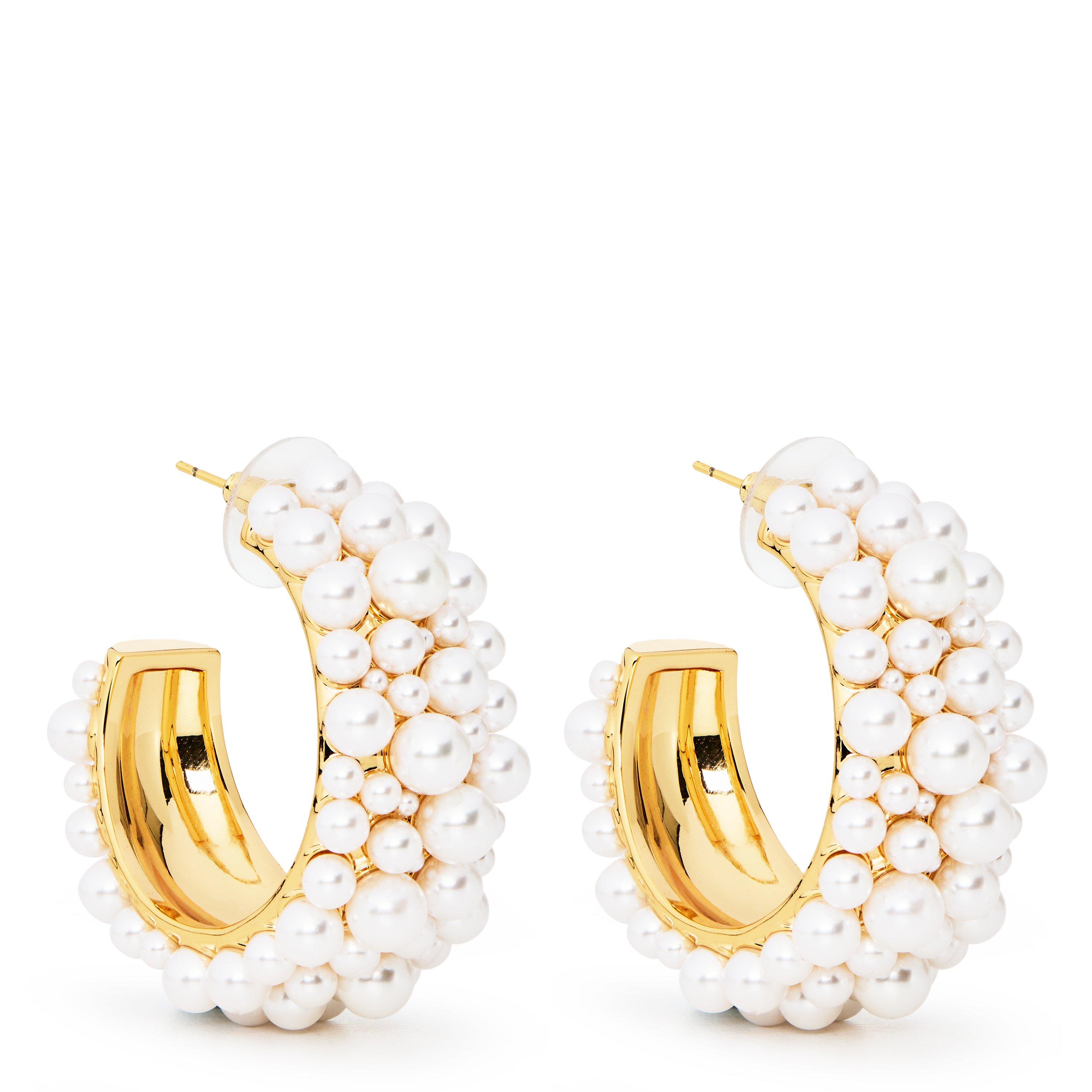 GOLD - Self Portrait - PEARL CLUSTER HOOP EARRIN - 1