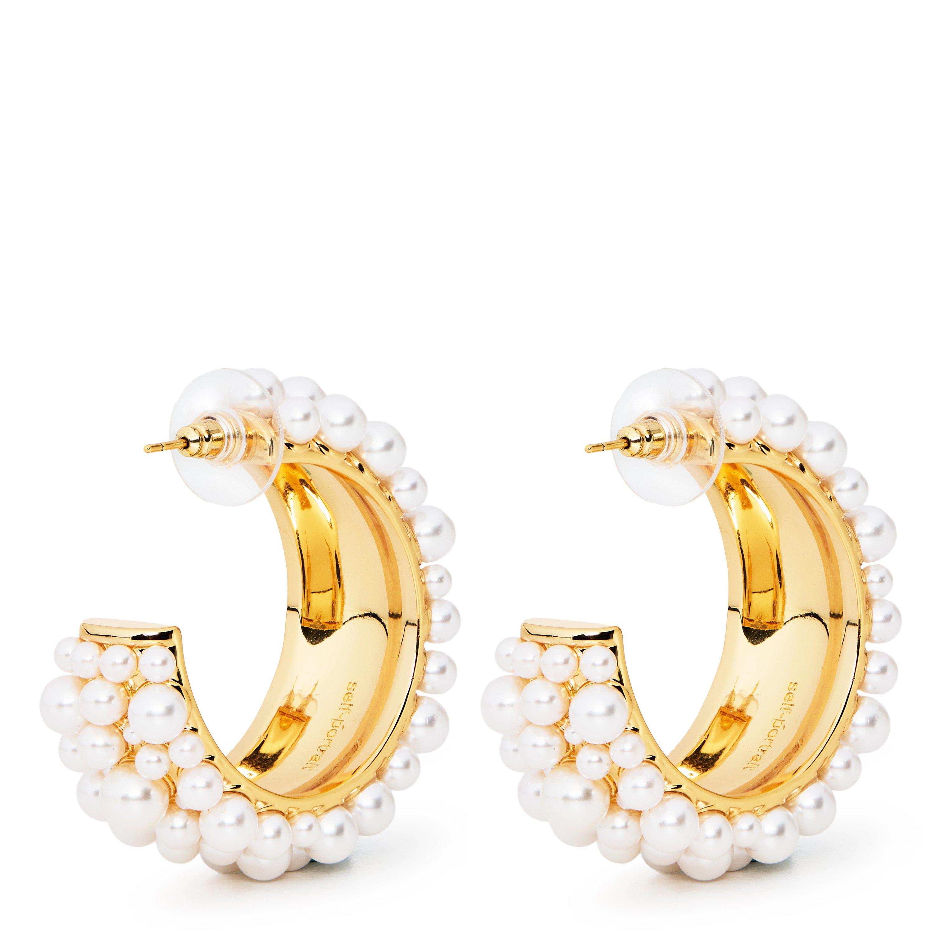 GOLD - Self Portrait - PEARL CLUSTER HOOP EARRIN - 2
