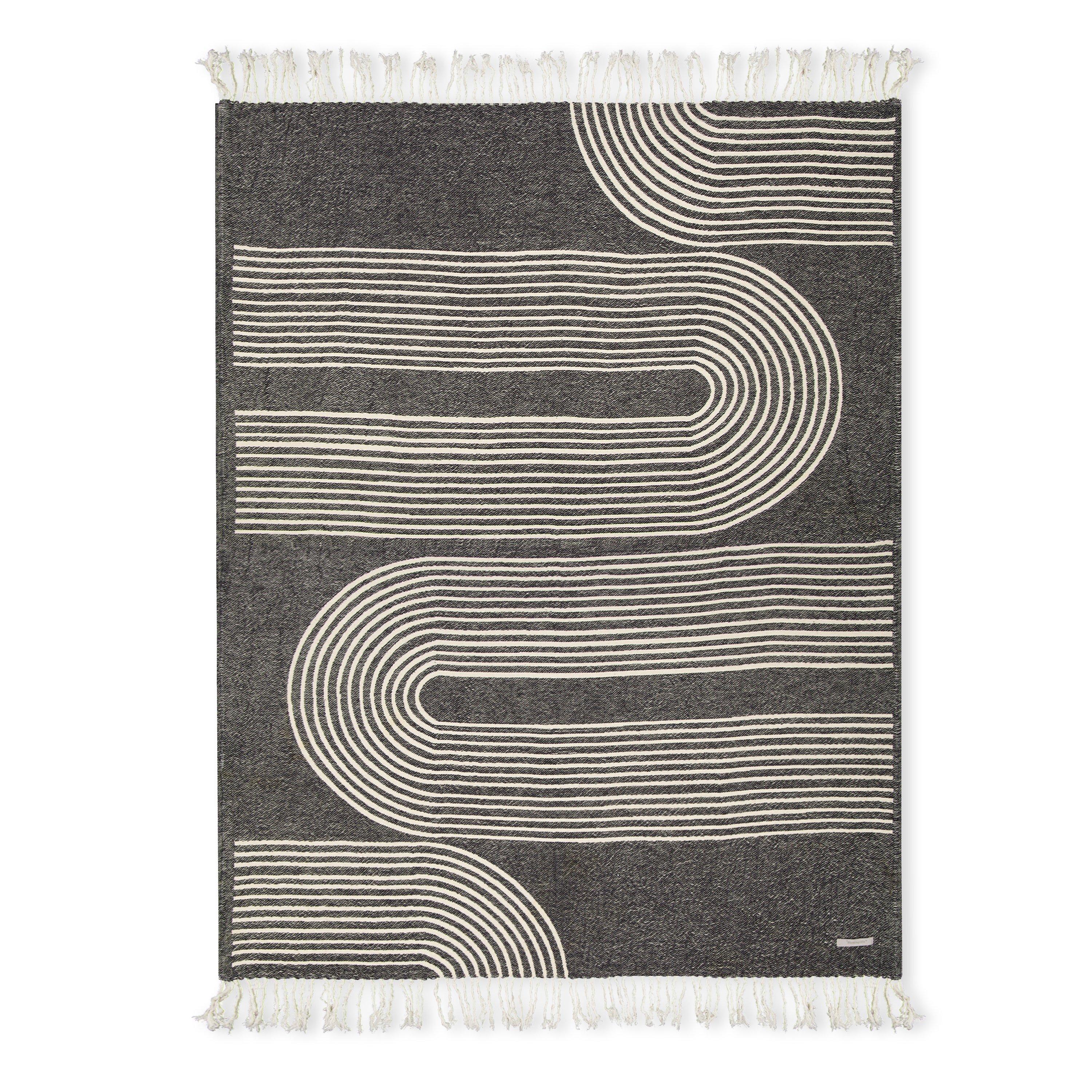 Bloomingville Anek Throw - Black/ cream - Size 150x130cm