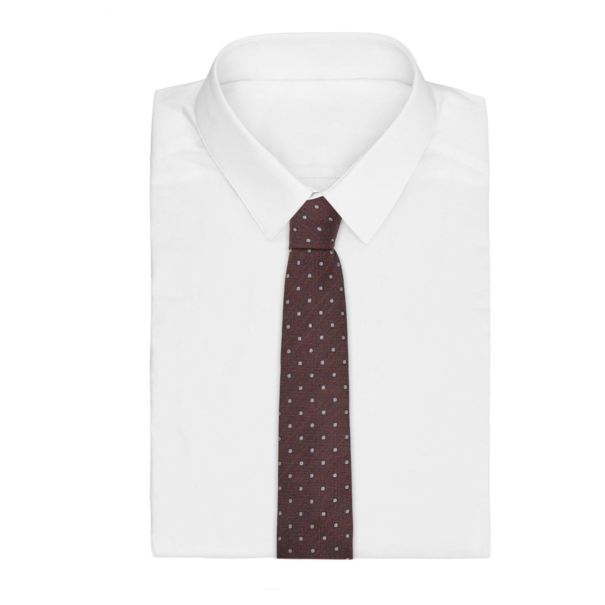 BROWN - Paul Smith - Men's Small Spot Wool Silk Tie - 2