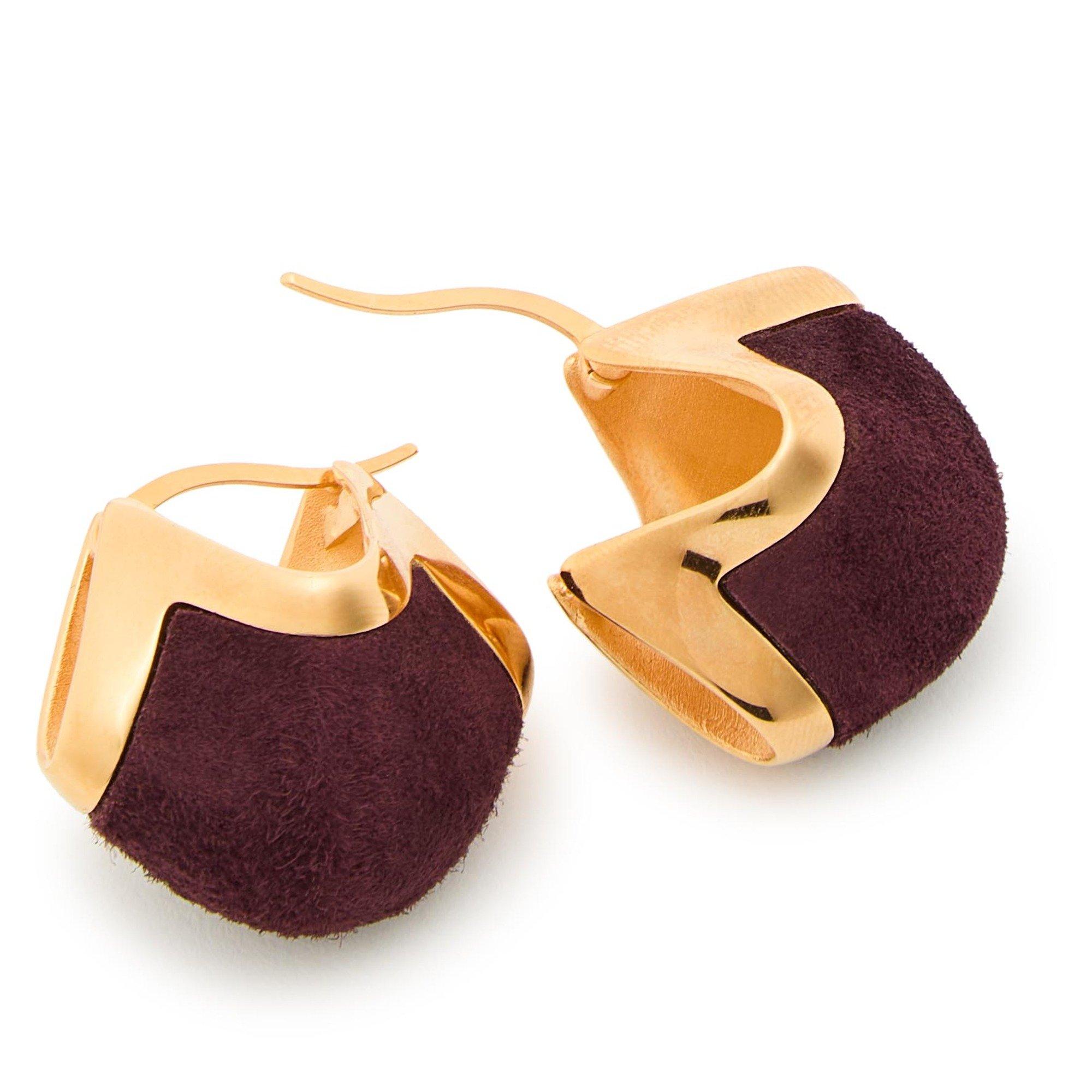 BURGUNDY - Khaite - LOTUS SMALL EARRINGS - GOLD - 2