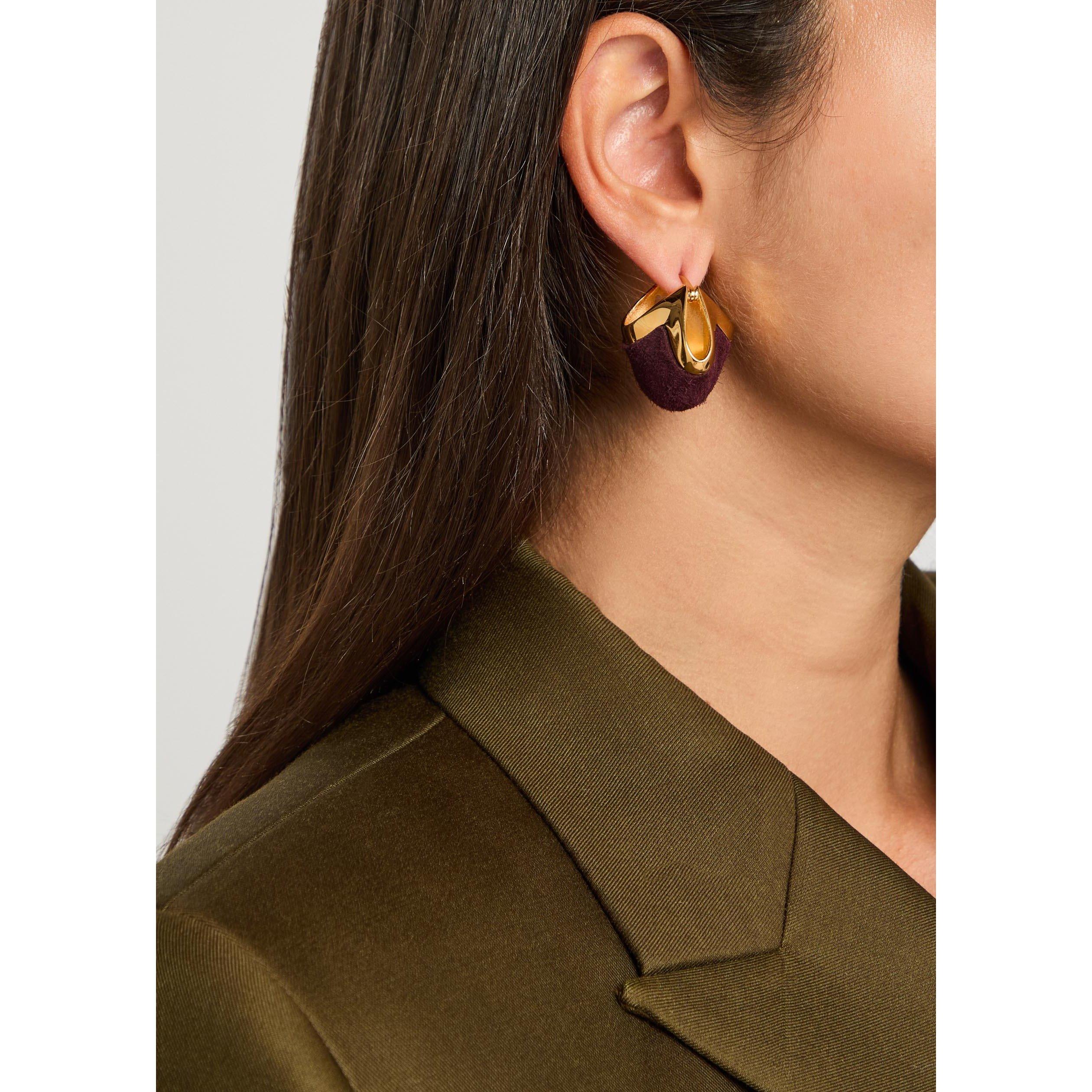 BURGUNDY - Khaite - LOTUS SMALL EARRINGS - GOLD - 3