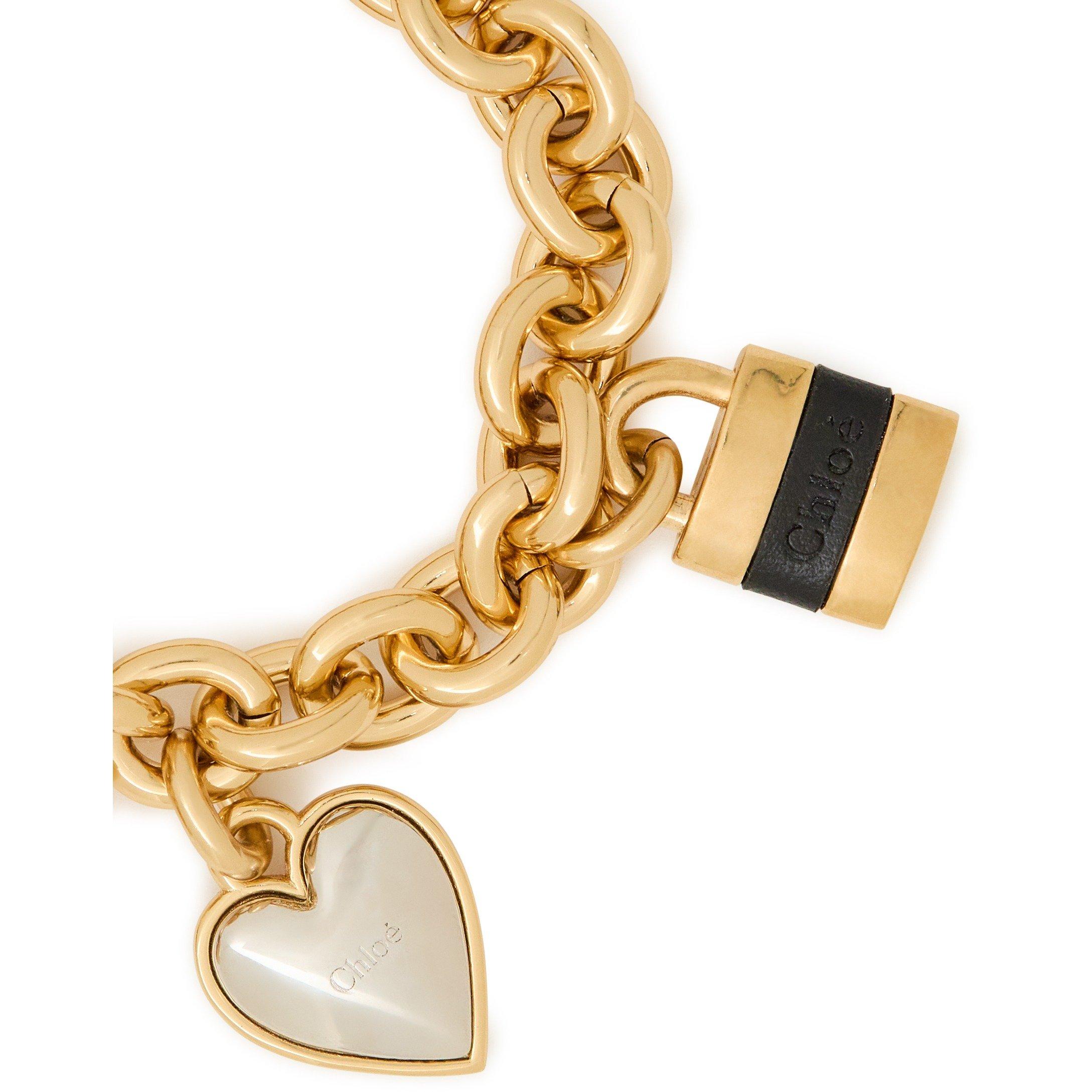 GOLD AND OTHER - Chloe - Women's Heart Lock Gold Charm Bracelet - 2