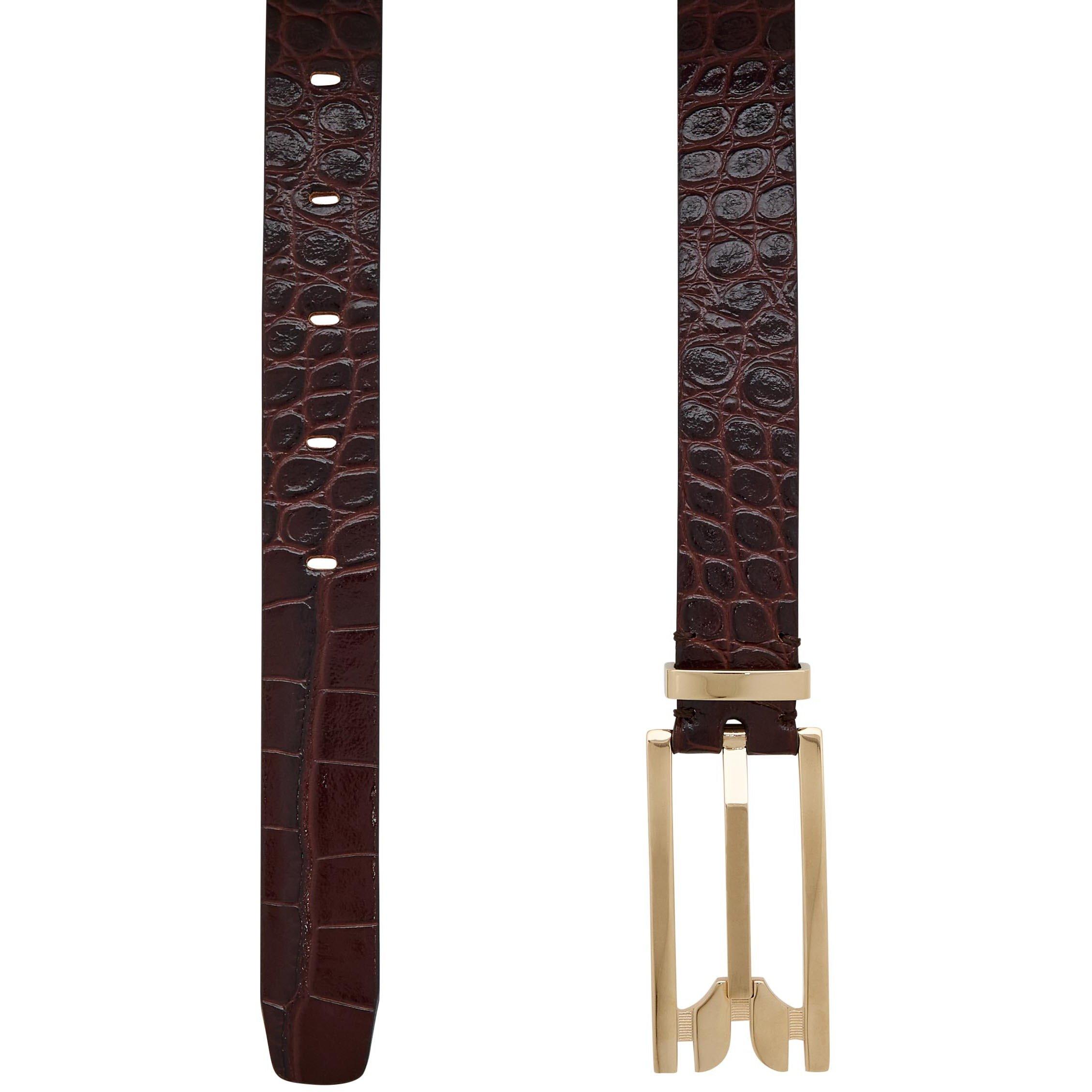 DARK BROWN - Victoria Beckham - DORIAN PIN BUCKLE BELT 2.5CM C - 2