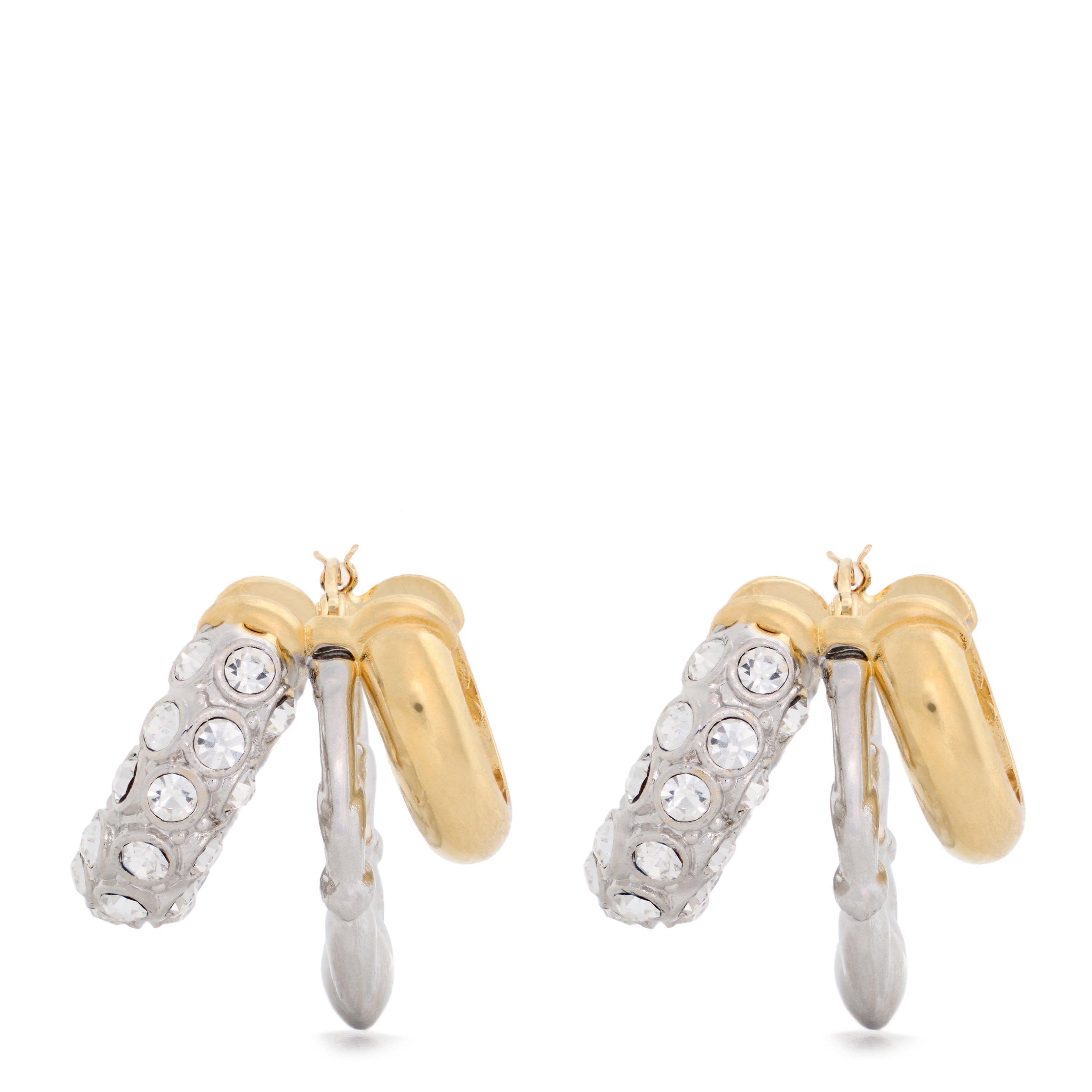 SILVER AND OTHE - Simone Rocha - STACKED RHINESTONE HOOP E - 1