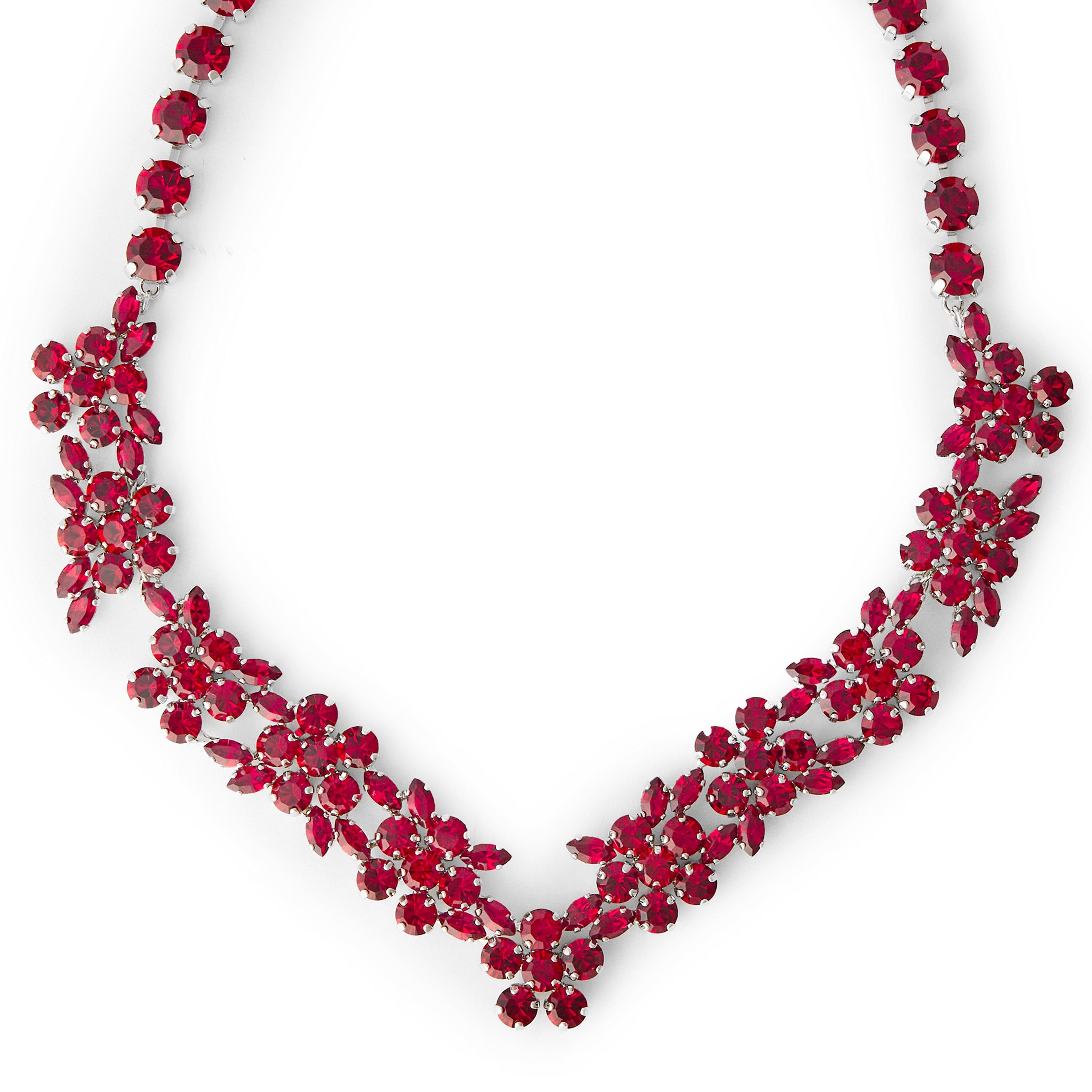 DARK RED - Simone Rocha - V-LINE FLORAL NECKLACE - 1