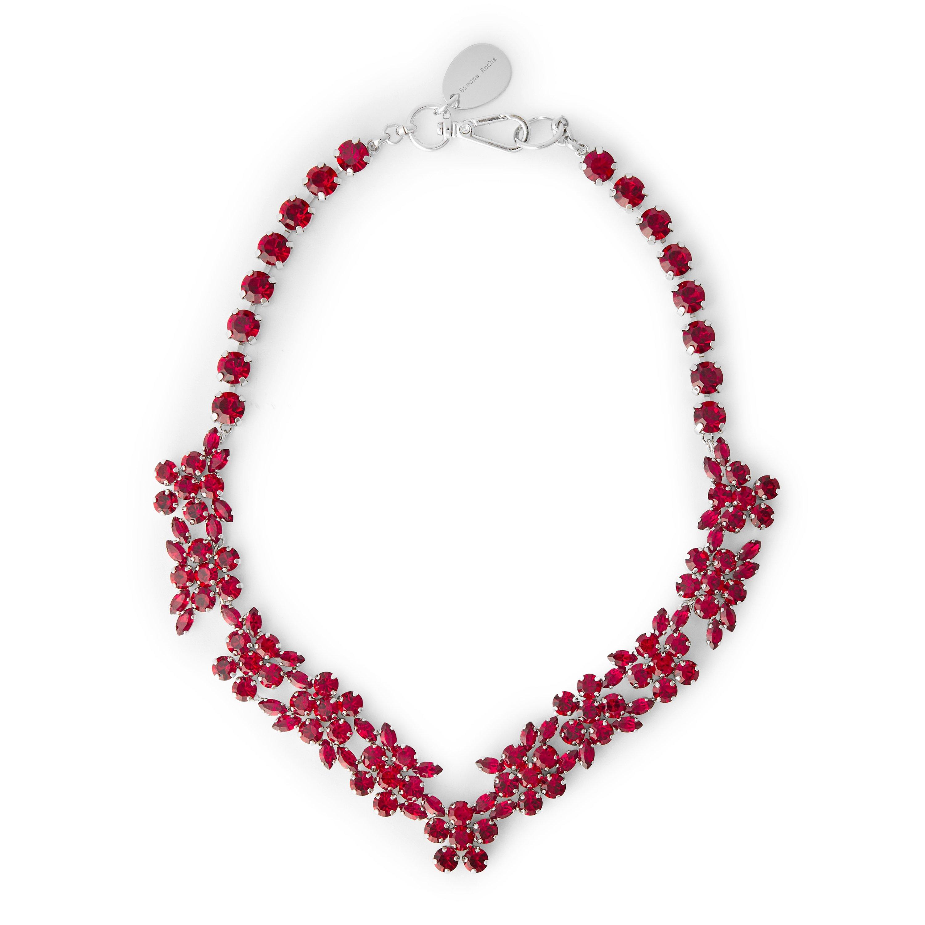 DARK RED - Simone Rocha - V-LINE FLORAL NECKLACE - 2