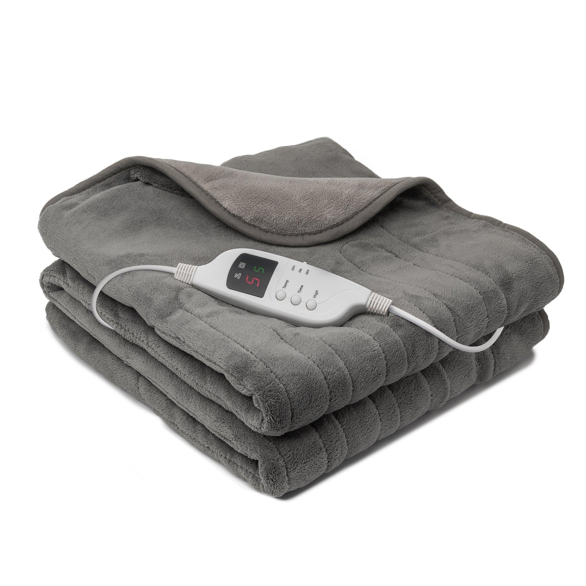 Grey - Daewoo Electricals - HEATED TWO TONE OVER THROW BLANKET 160x120CM