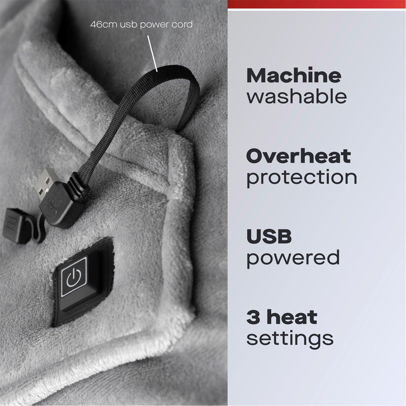 Grey - Daewoo Electricals - Oversized USB Heated Fleece Hoodie - 2