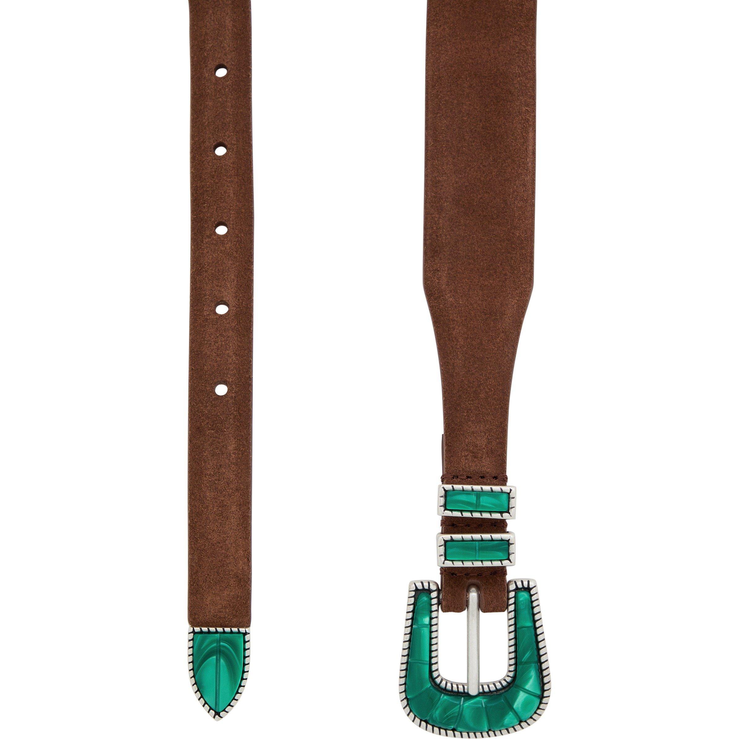 BROWN AND OTHER - Silver Ostrich - CRAZY CRAZY COLOUR SUEDE BELT - 2