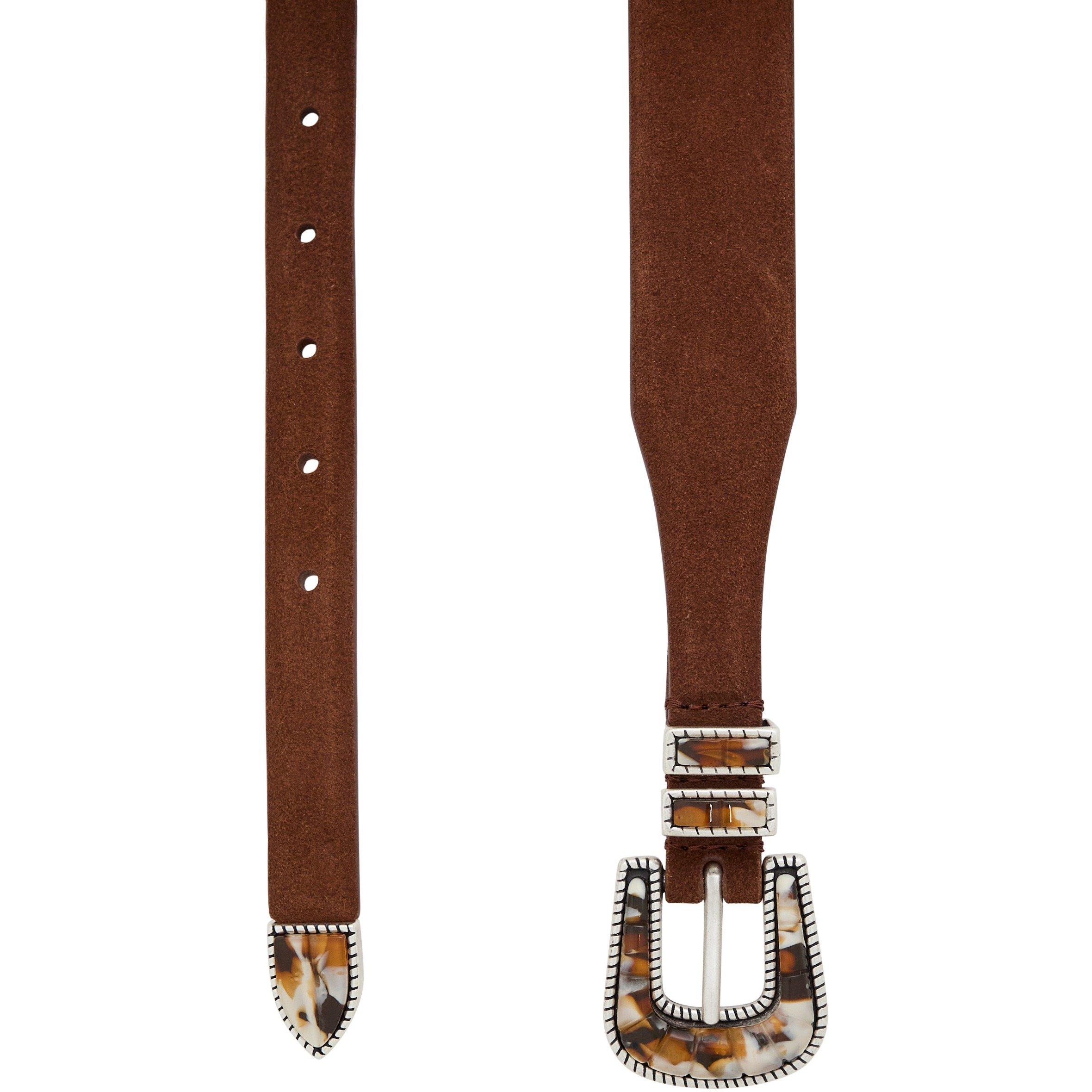 BROWN HAVANA - Silver Ostrich - CRAZY COLOUR CALF LEATHER BELT - 2