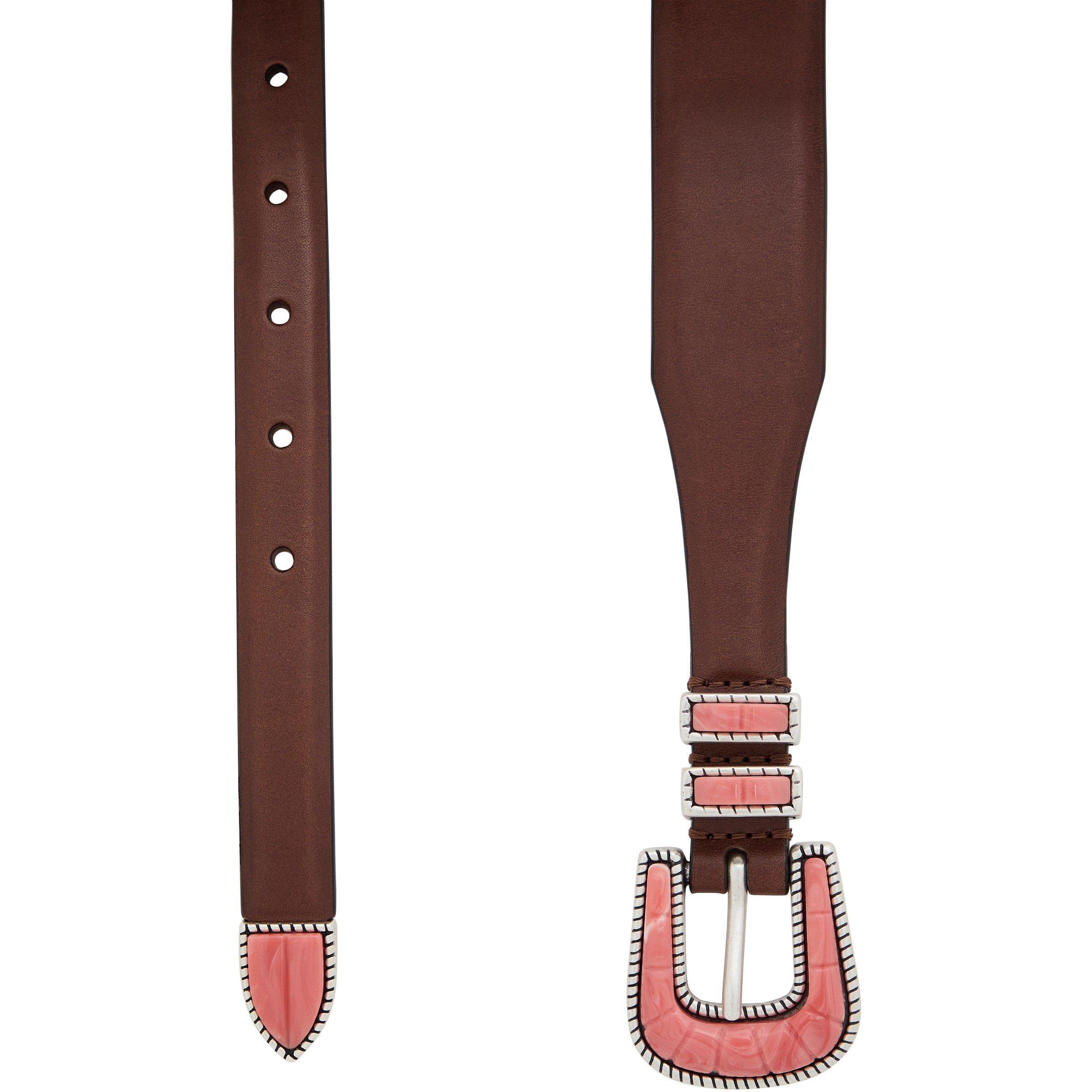 BROWN OTHER - Silver Ostrich - CRAZY COLOUR CALF LEATHER BELT - 2