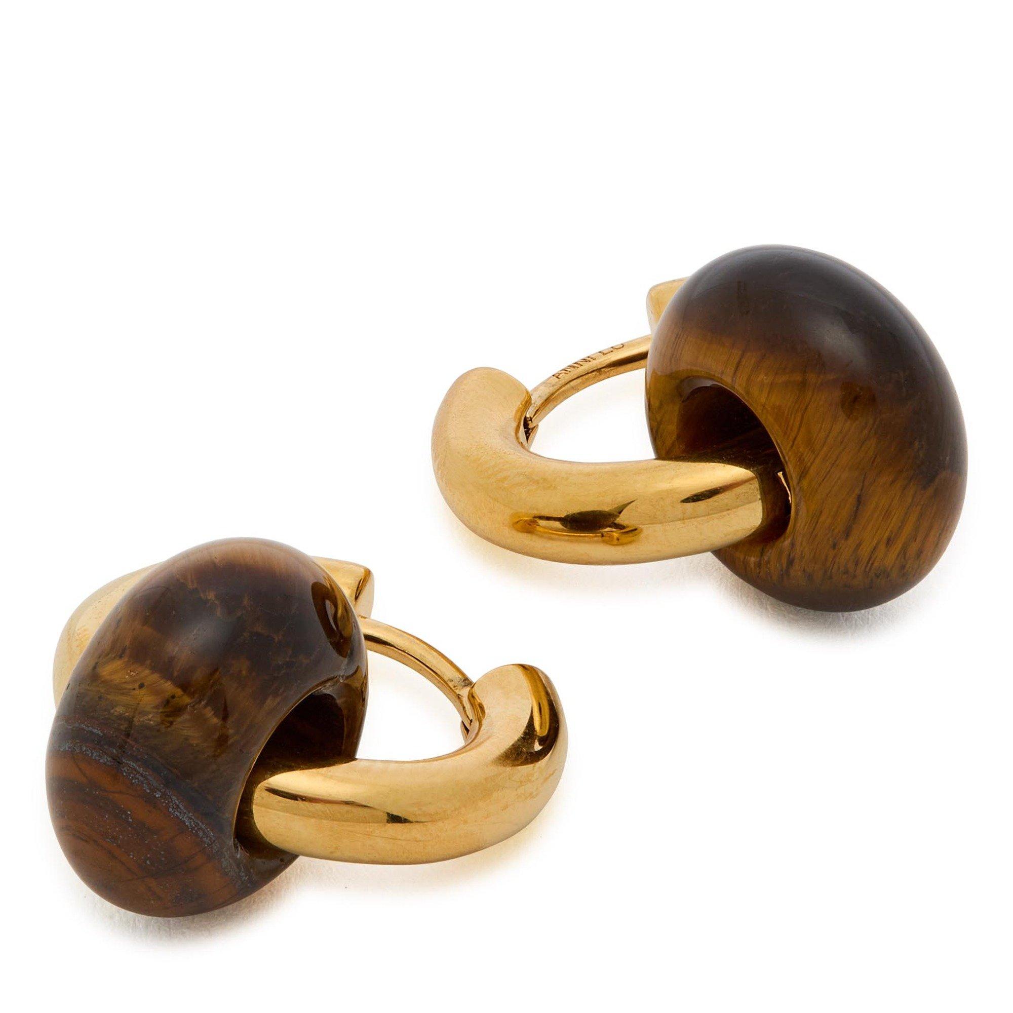 GOLD - Anni Lu - Women's Glazed Donut Tiger Eye Hoop Earrings - 2