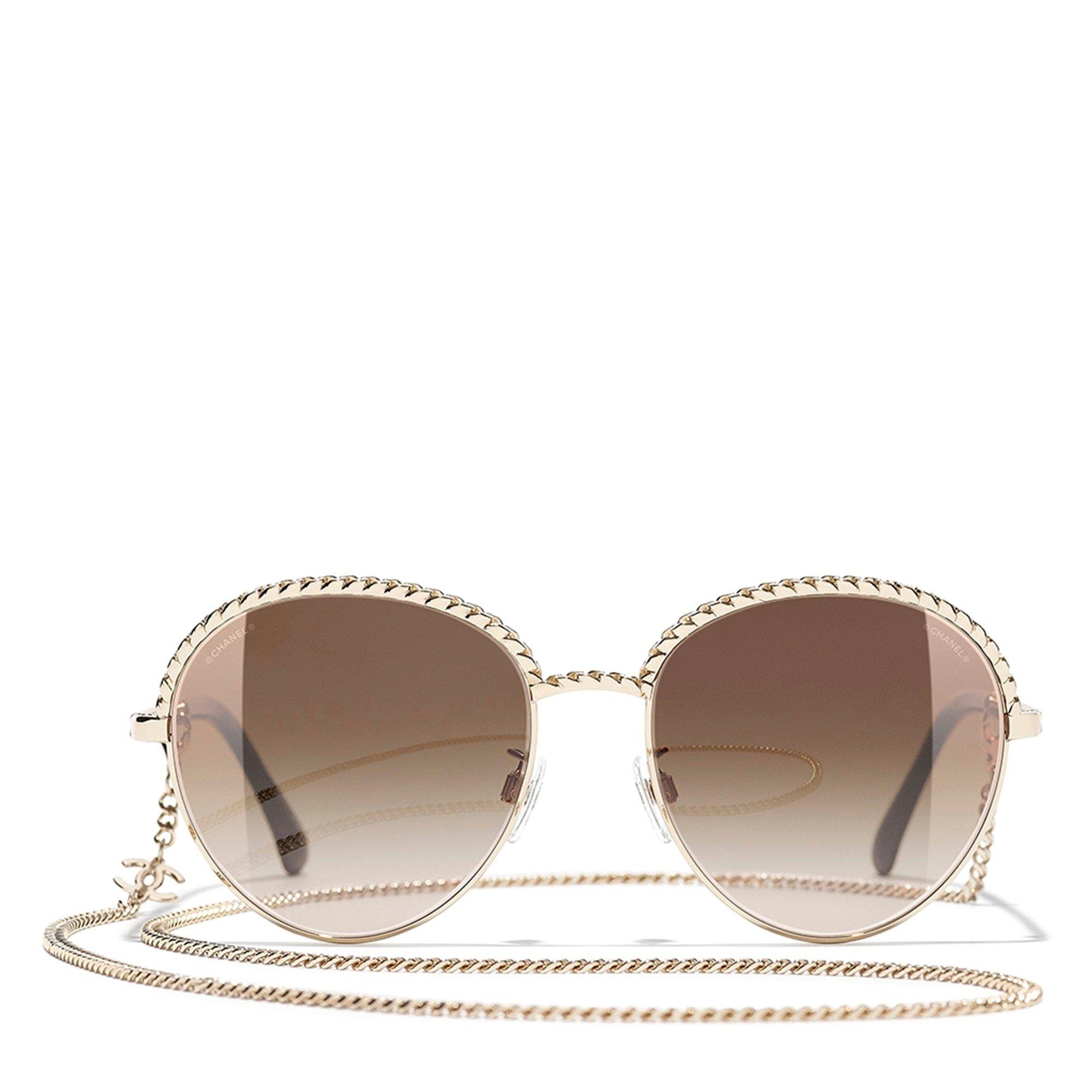 GOLD AND OTHER - CHANEL - CHANEL ROUND CHAIN SUNGLASSES - 2
