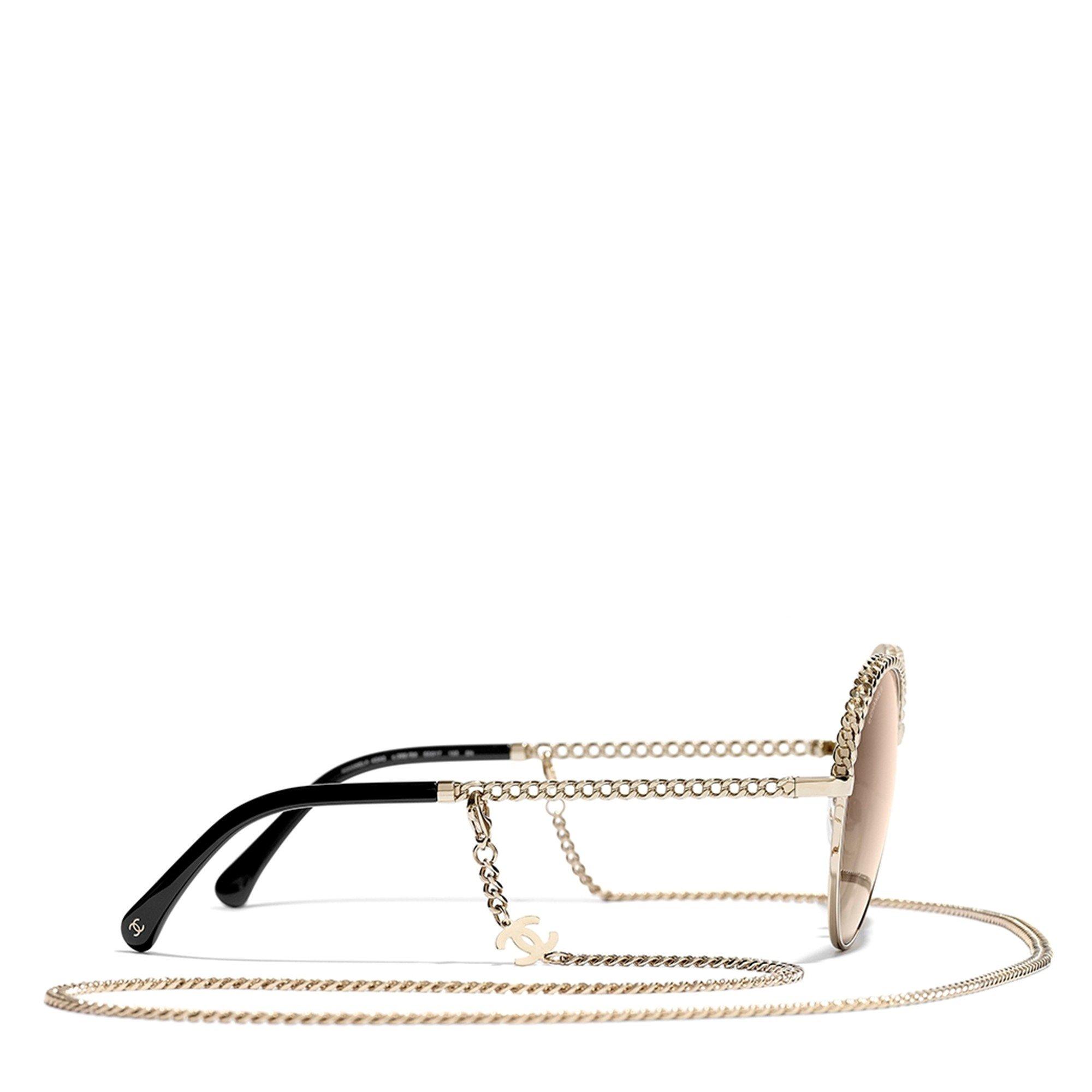 GOLD AND OTHER - CHANEL - CHANEL ROUND CHAIN SUNGLASSES - 3