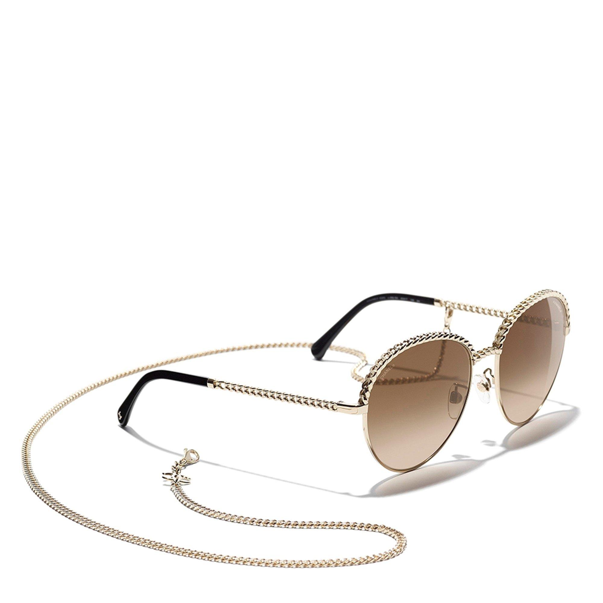GOLD AND OTHER - CHANEL - CHANEL ROUND CHAIN SUNGLASSES - 4