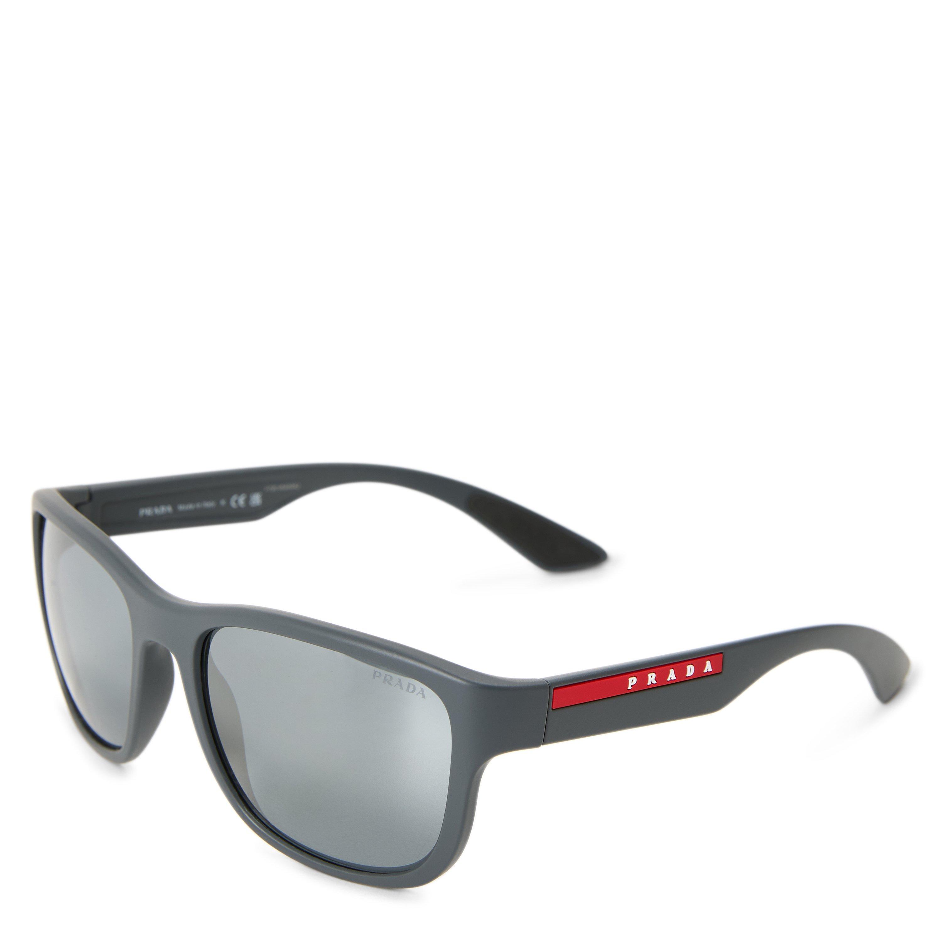 GREY - Prada Linea Rossa - PLR SQUARE BLACK RUBBER SUNGLA - 1