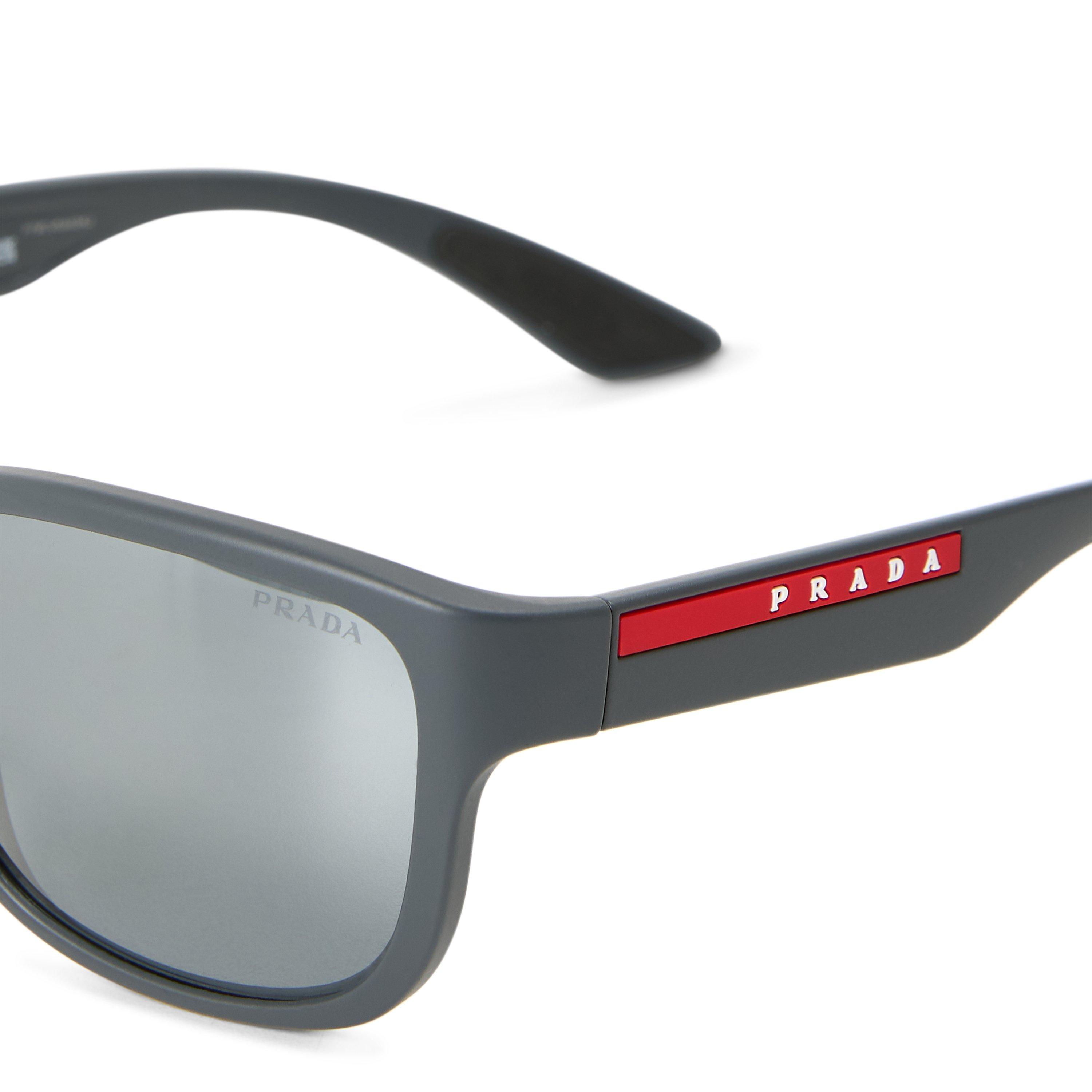 GREY - Prada Linea Rossa - PLR SQUARE BLACK RUBBER SUNGLA - 3