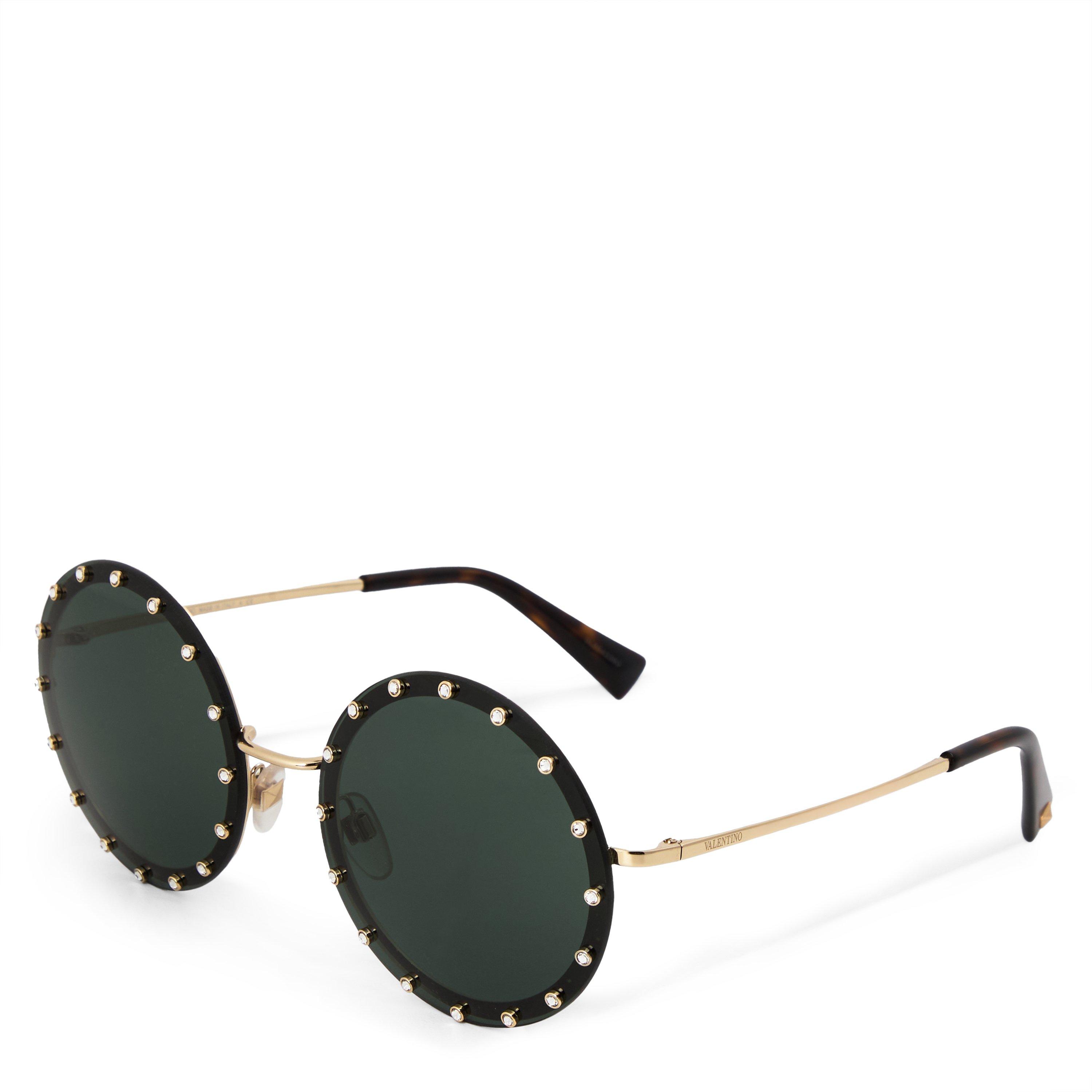 GOLD AND OTHER - Valentino - Valentino Light Gold Round Sunglasses - 1