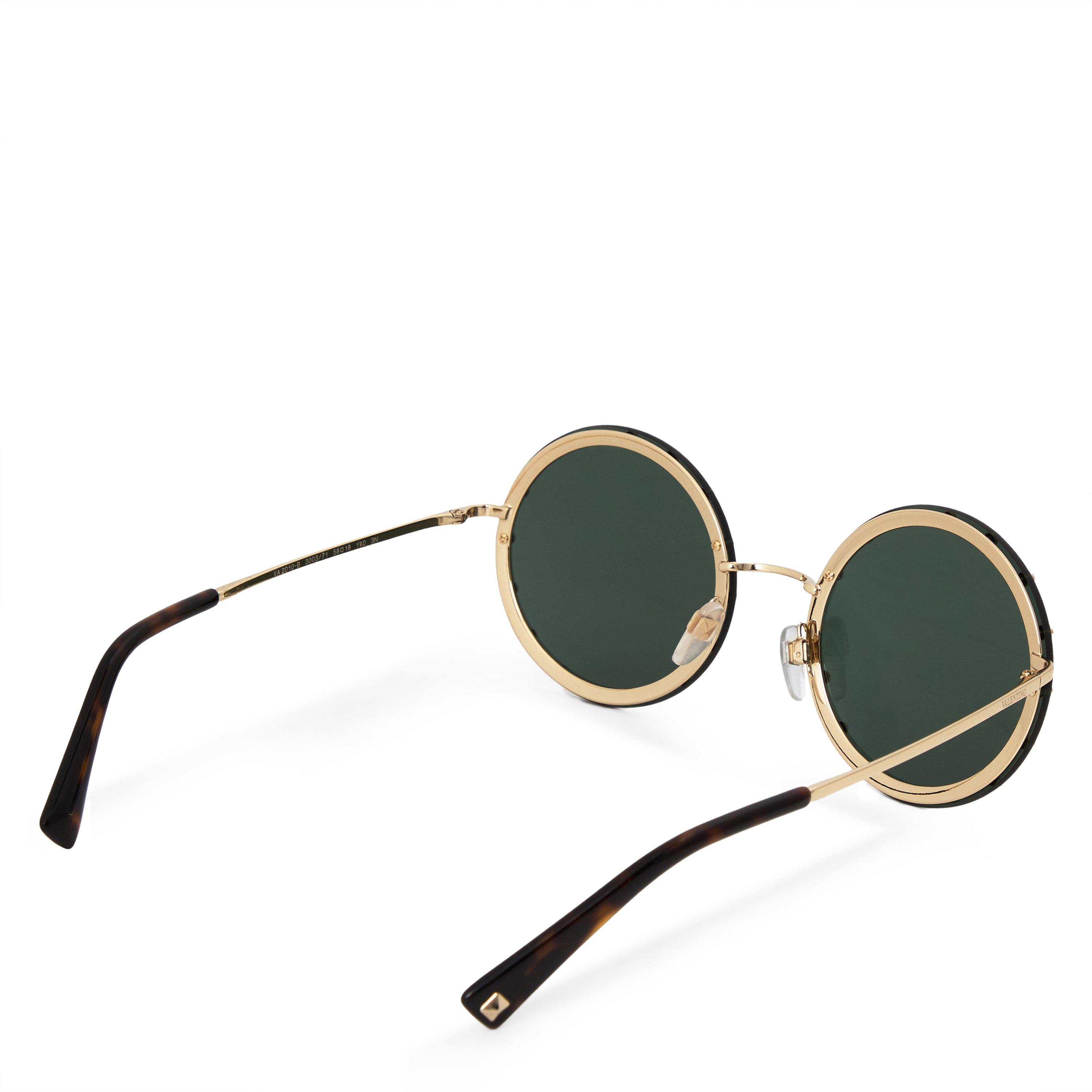 GOLD AND OTHER - Valentino - Valentino Light Gold Round Sunglasses - 2