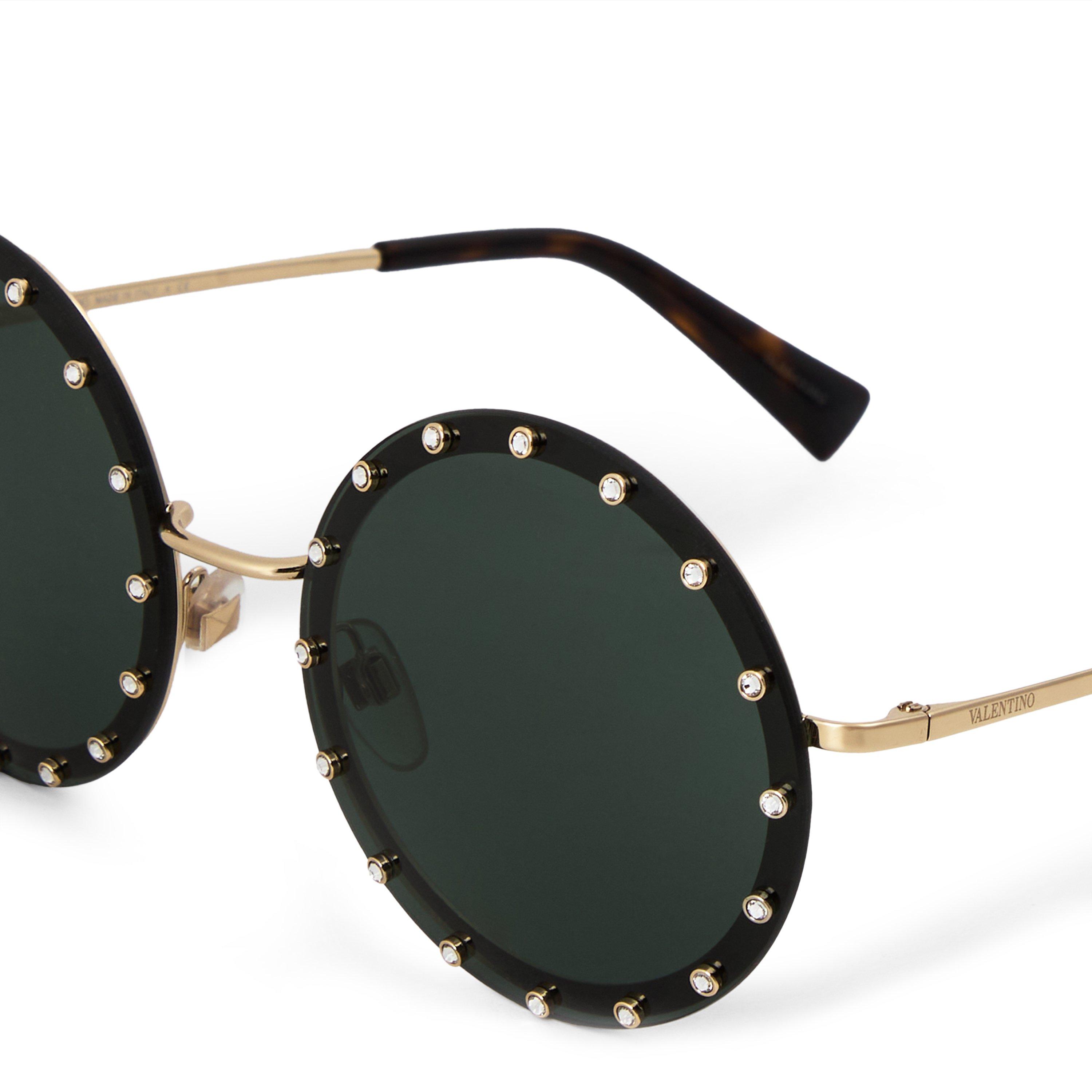 GOLD AND OTHER - Valentino - Valentino Light Gold Round Sunglasses - 3