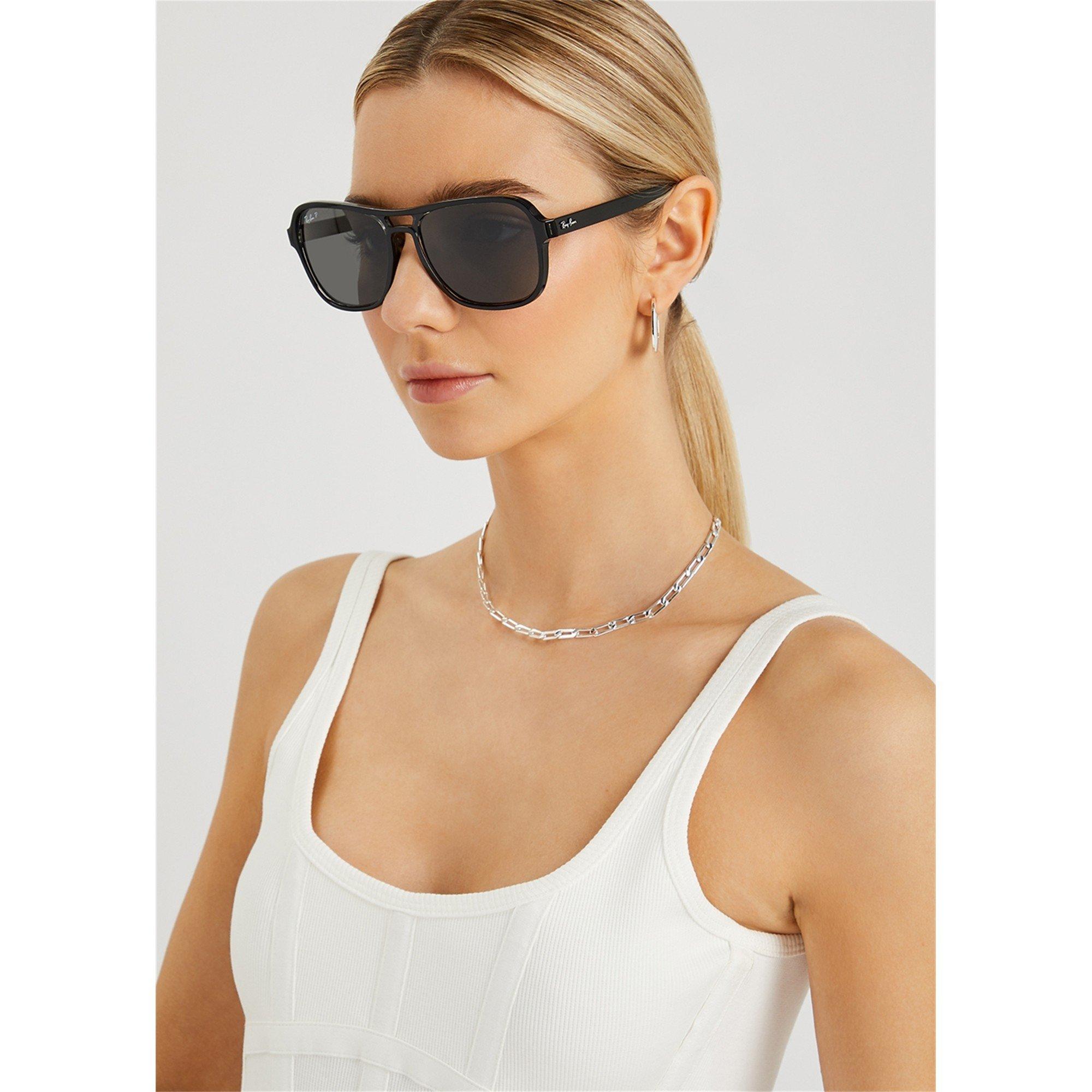 BLACK - Ray-Ban - Unisex Acetate Polarised Aviator Sunglasses - 3